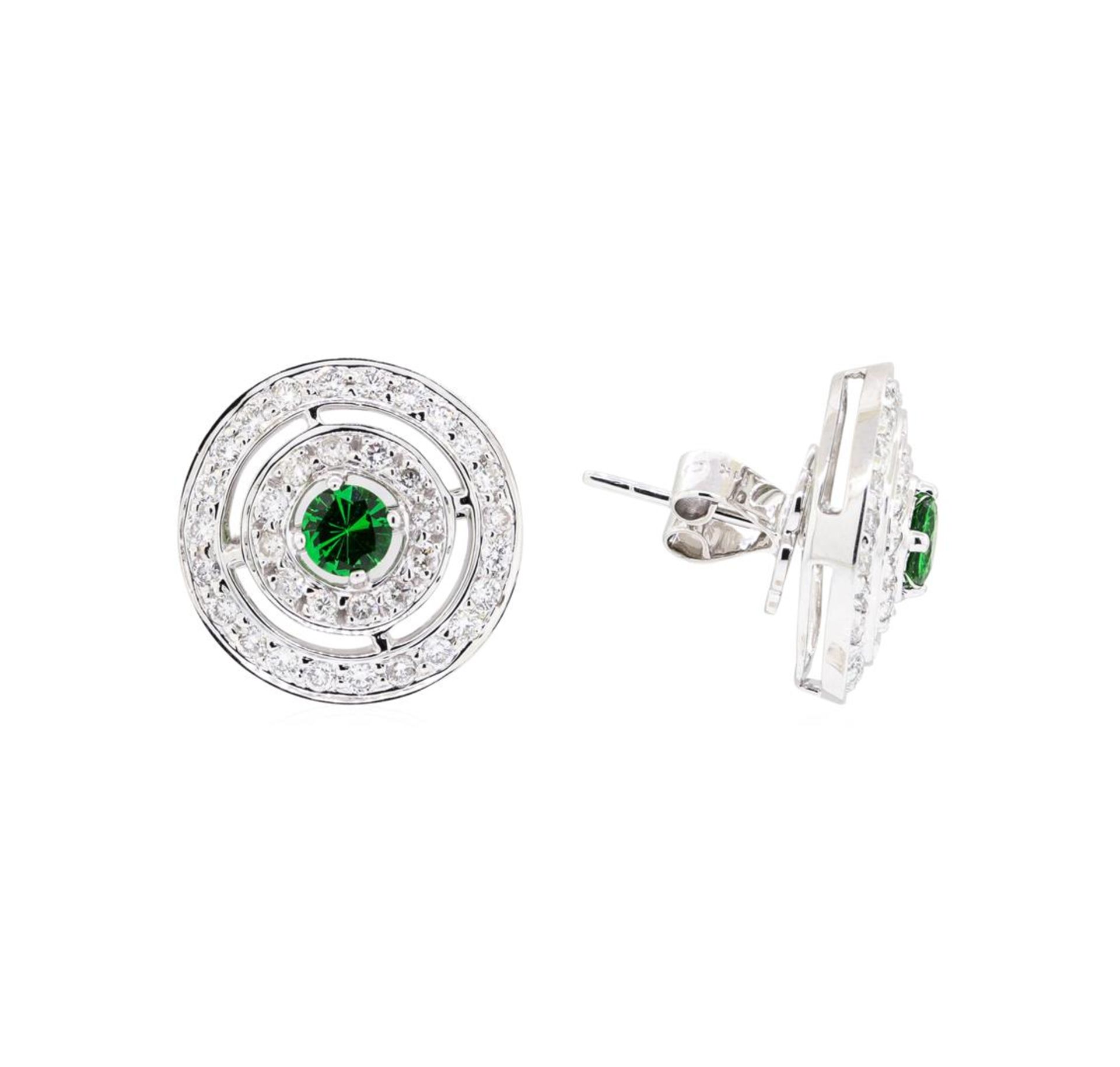 1.73 ctw Round Brilliant Tsavorite Garnets And Round Brilliant Cut Diamond Earri - Image 2 of 3