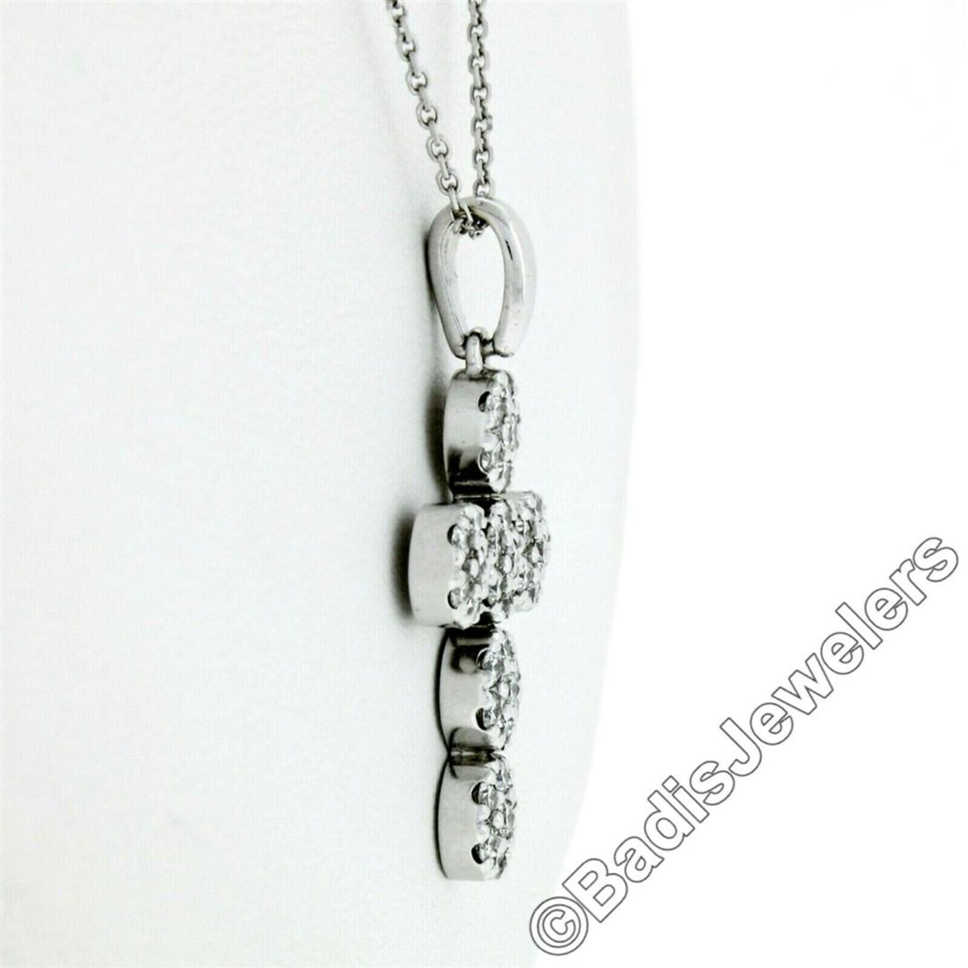 New 14kt White Gold 0.85 ctw Ideal Cut Diamond Multi Circle Cluster Cross Pendan - Image 5 of 7