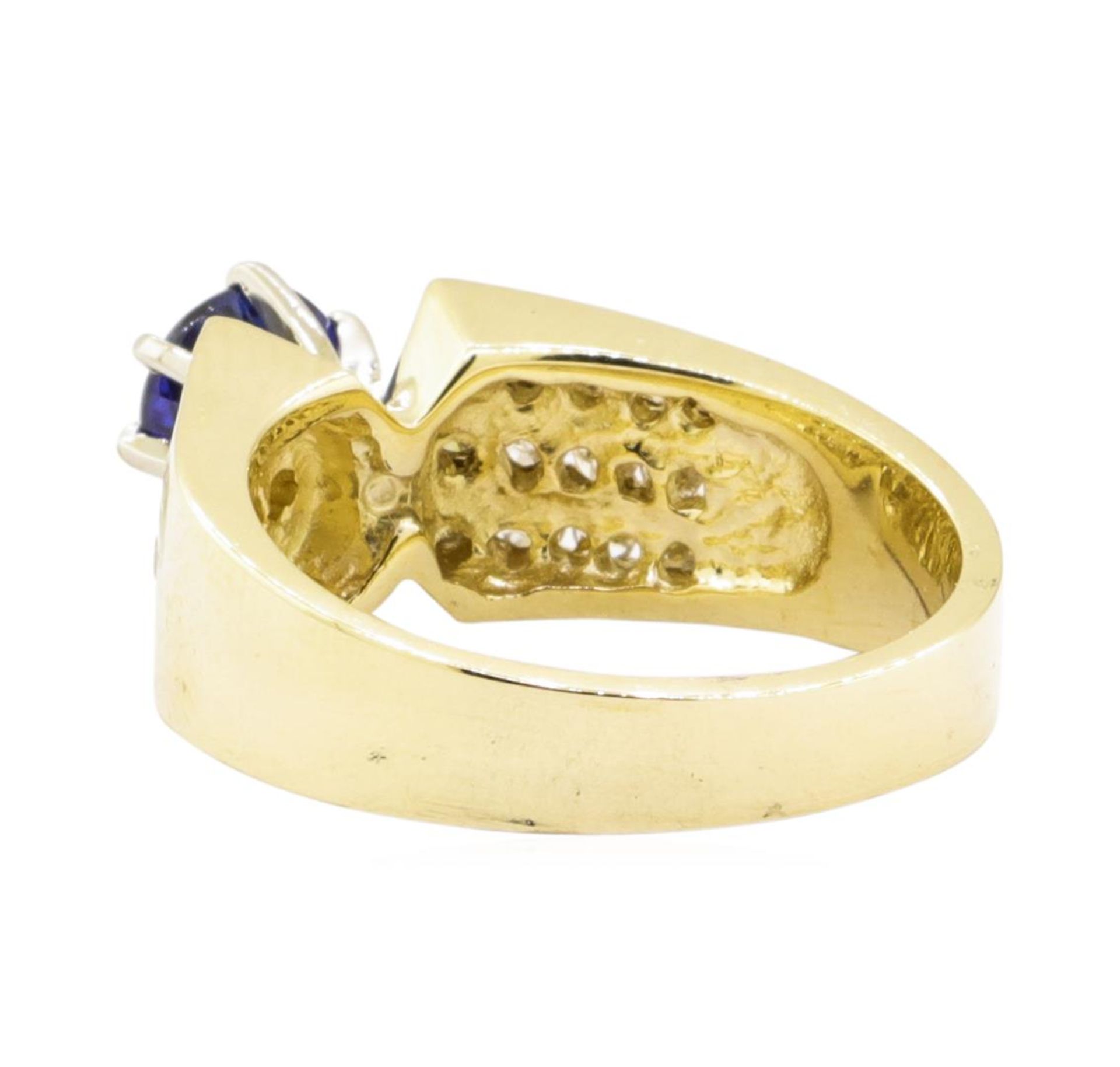 1.44 ctw Blue Sapphire And Diamond Ring - 14KT Yellow Gold - Image 3 of 5
