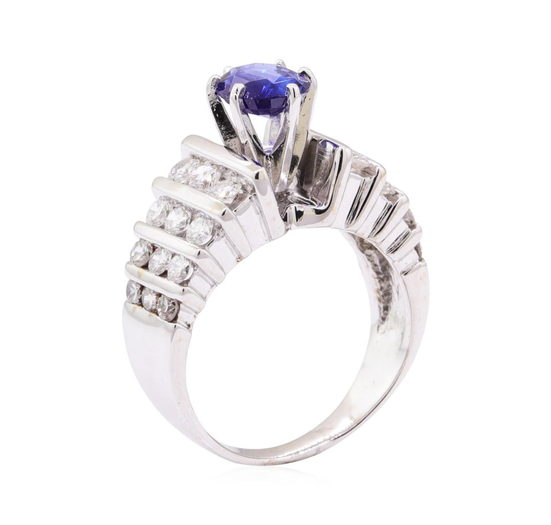 2.56 ctw Blue Sapphire And Diamond Ring - 14KT White Gold - Image 4 of 5