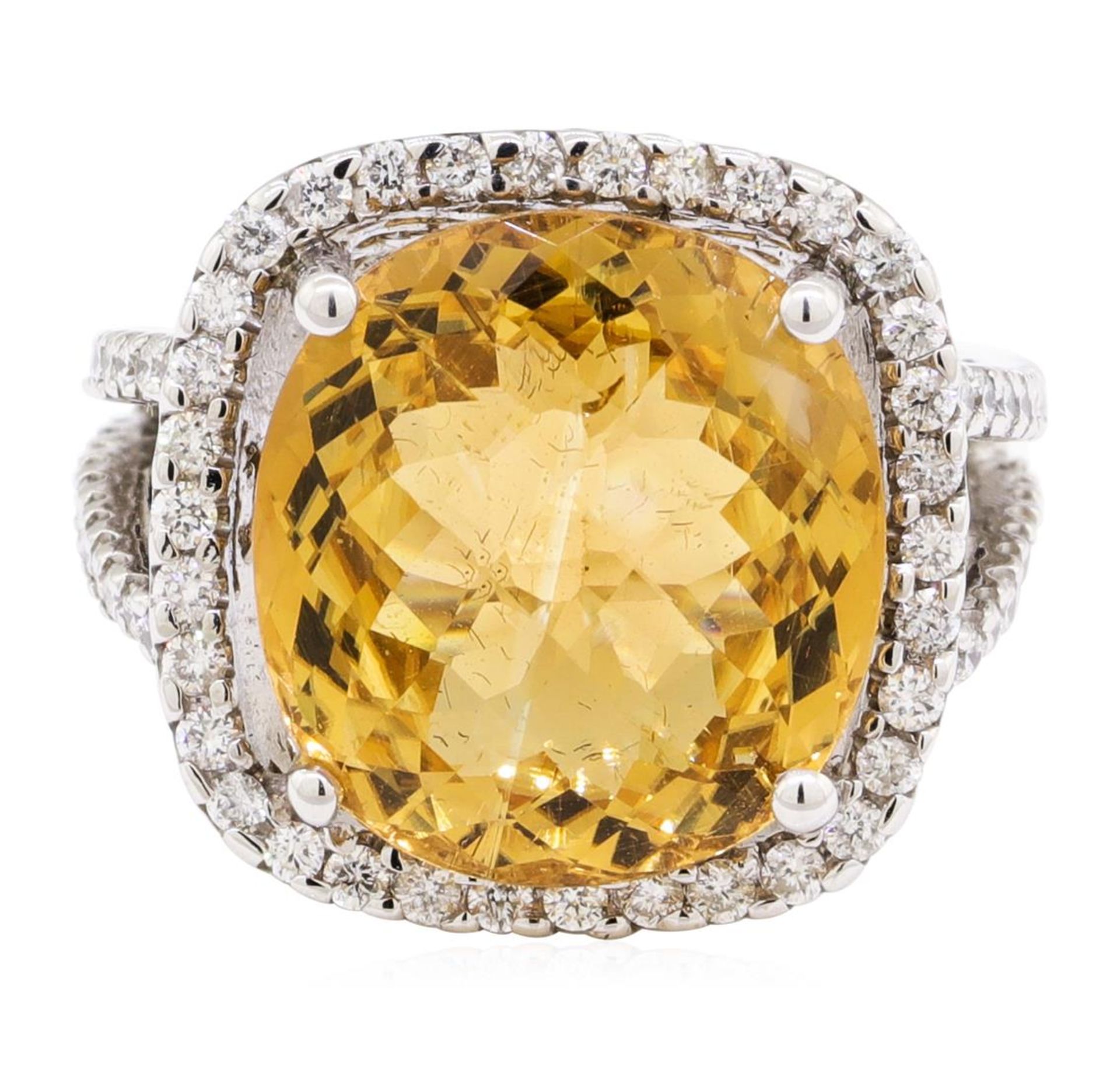 11.08 ctw Square Cushion Mixed Golden Tourmaline And Round Brilliant Cut Diamond - Image 2 of 5