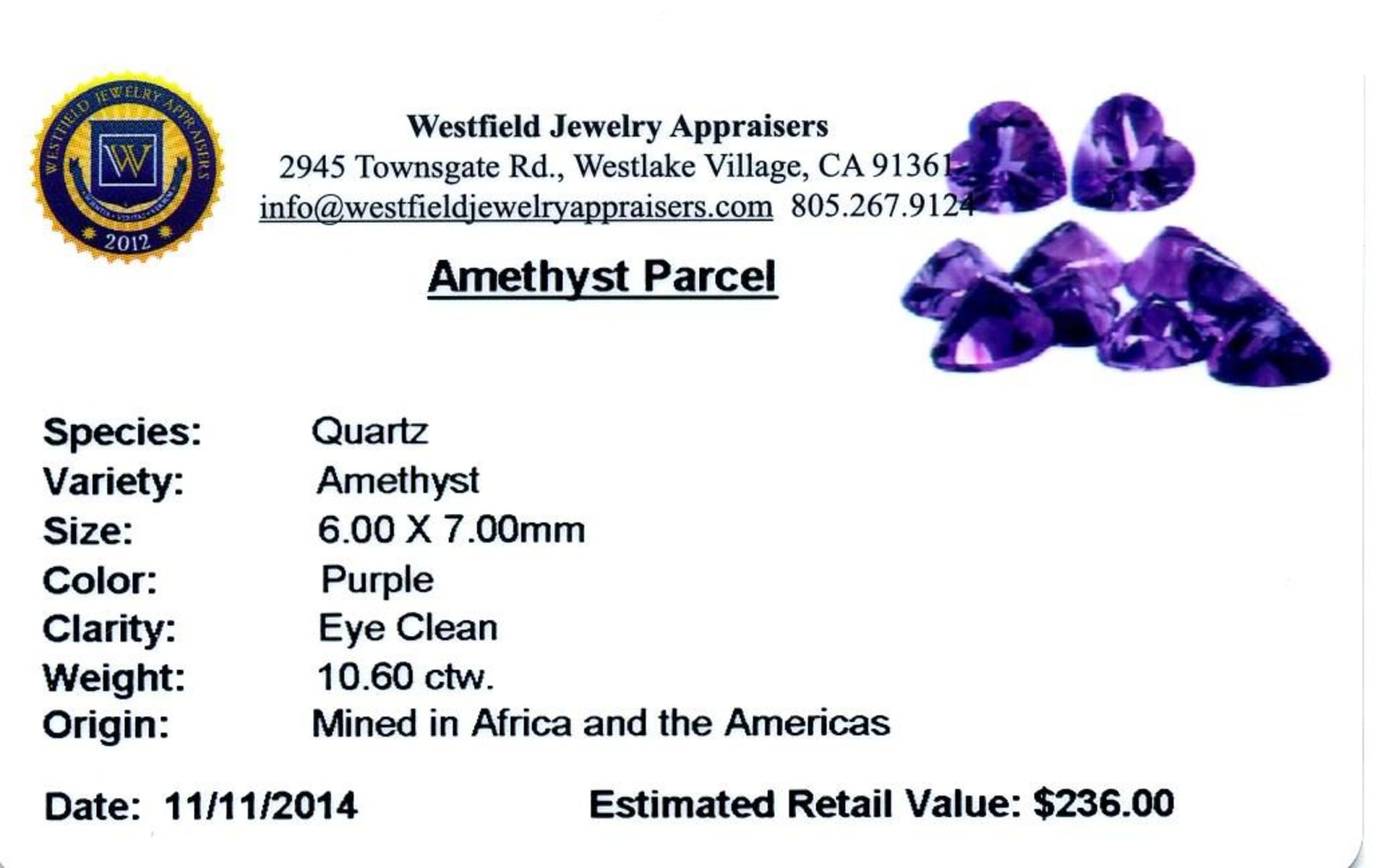 10.6 ctw Heart Cut Amethyst Parcel - Image 2 of 2