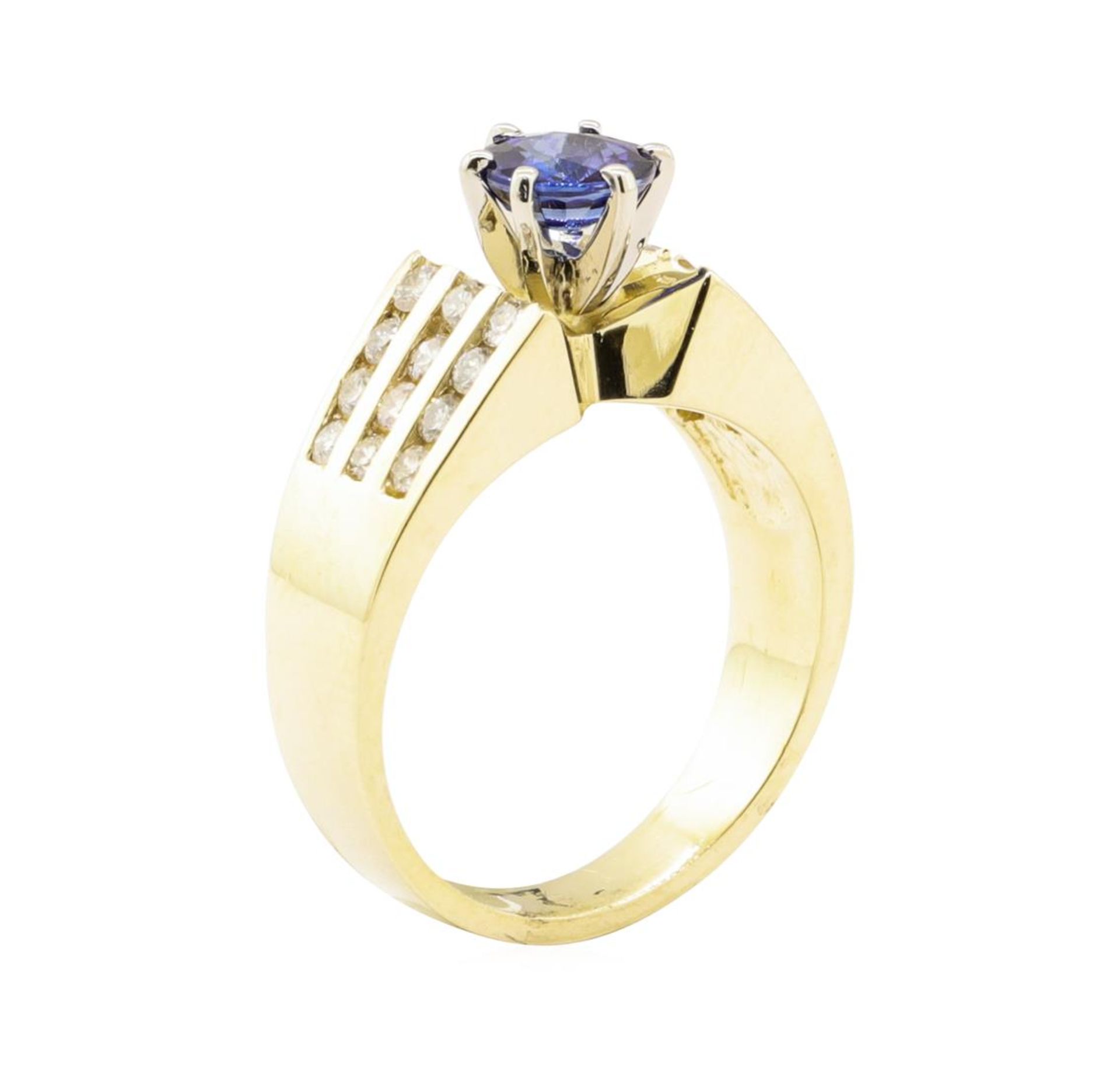 1.44 ctw Blue Sapphire And Diamond Ring - 14KT Yellow Gold - Image 4 of 5