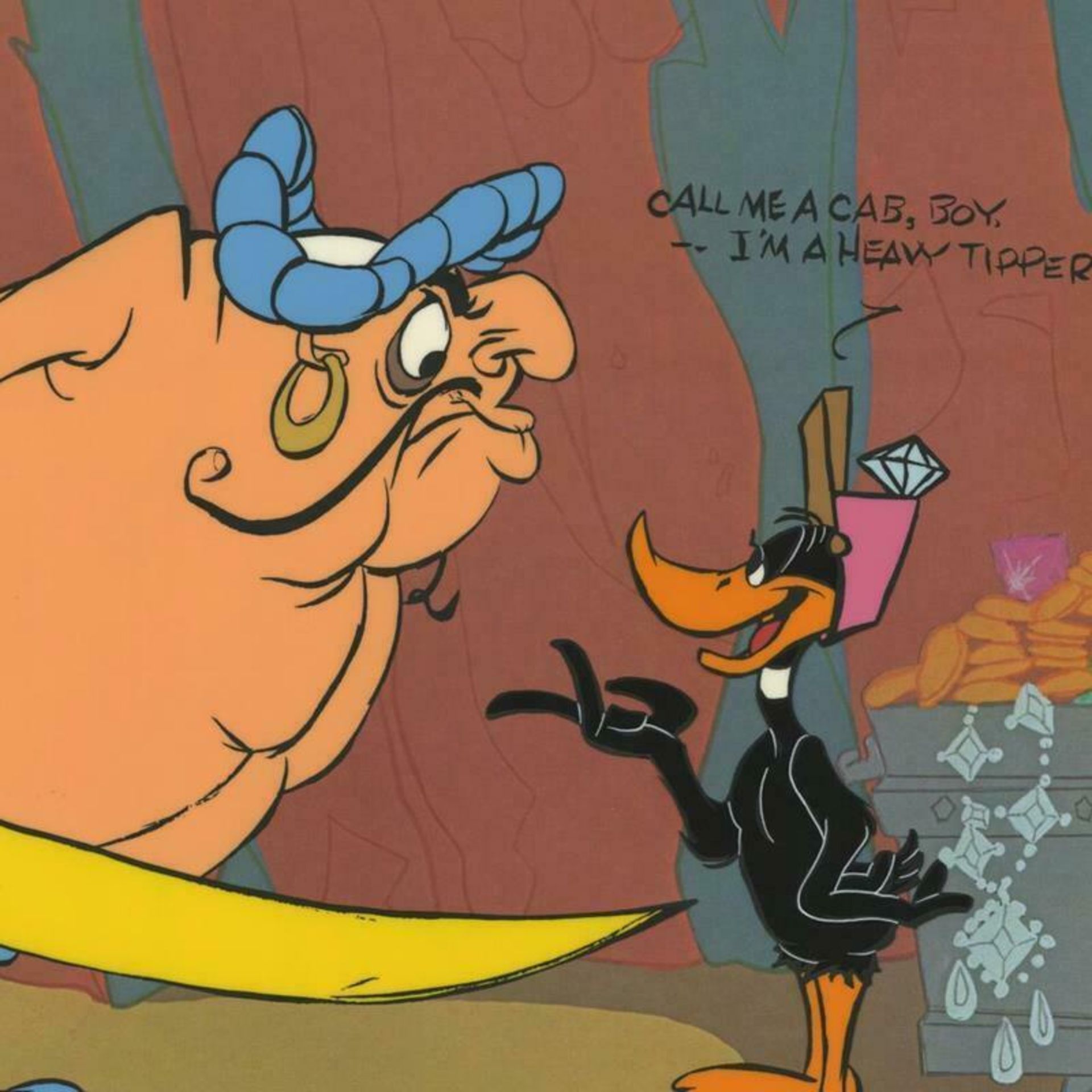 Chuck Jones "Daffy And Hassan: Call Me A Cab" Hand Signed, Hand Painted Limited - Image 2 of 2