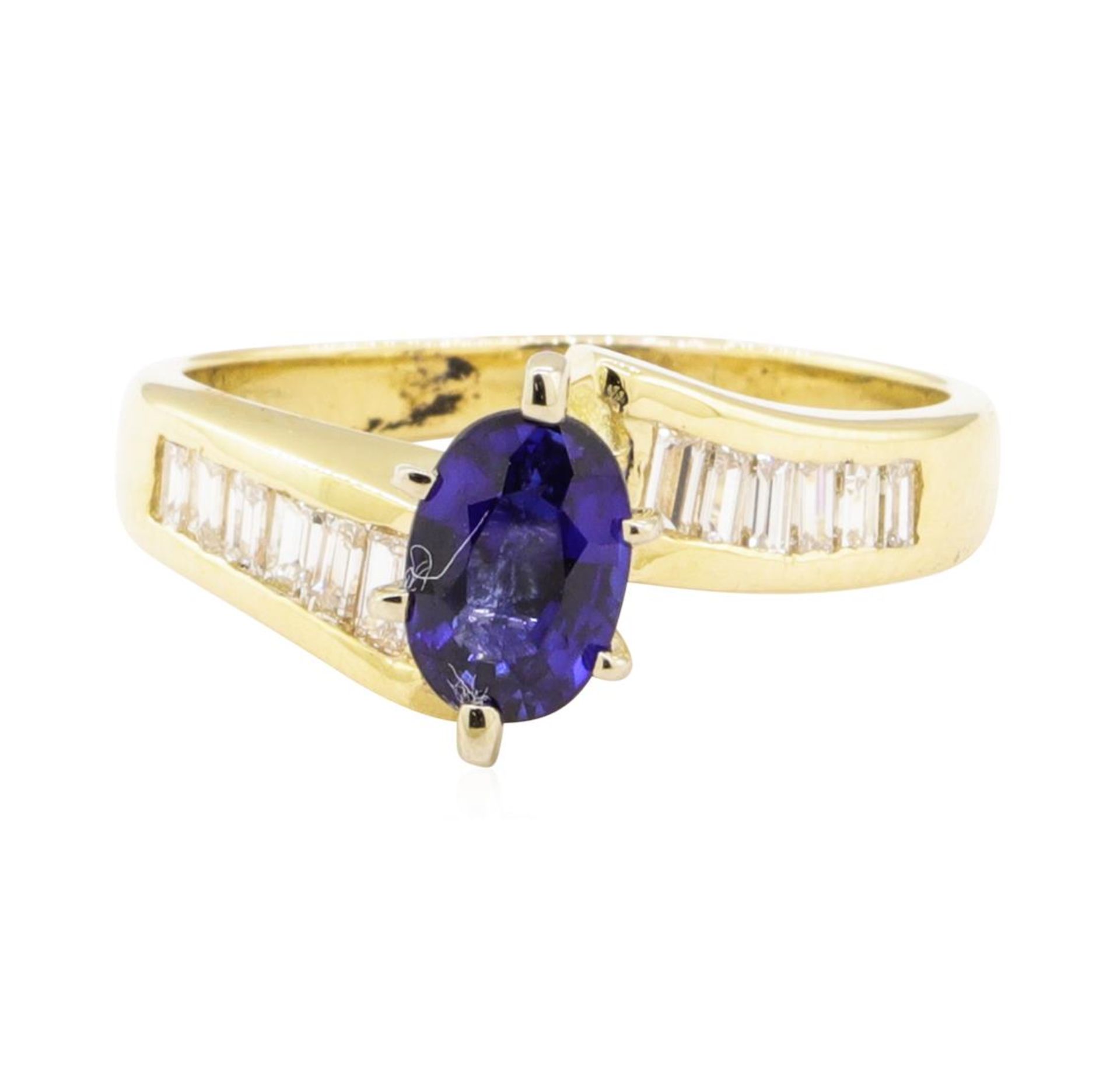 1.38 ctw Blue Sapphire and Diamond Ring - 14KT Yellow Gold - Image 2 of 4