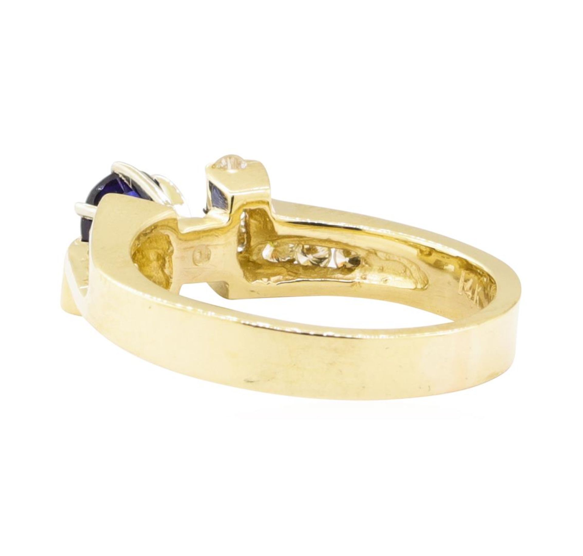 1.00 ctw Blue Sapphire and Diamond Ring - 14KT Yellow Gold - Image 3 of 4