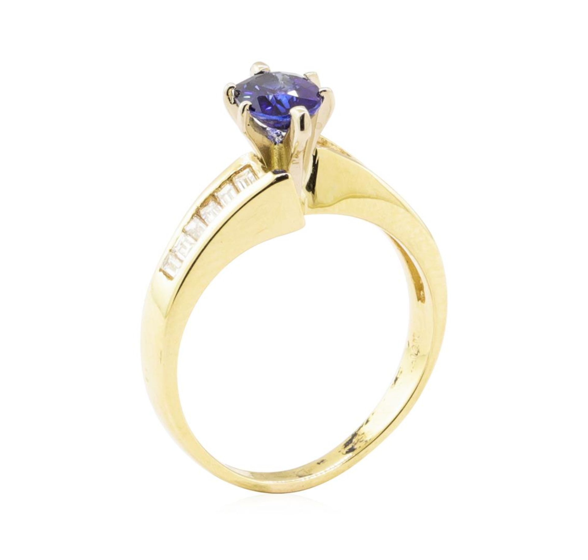 1.38 ctw Blue Sapphire and Diamond Ring - 14KT Yellow Gold - Image 4 of 4