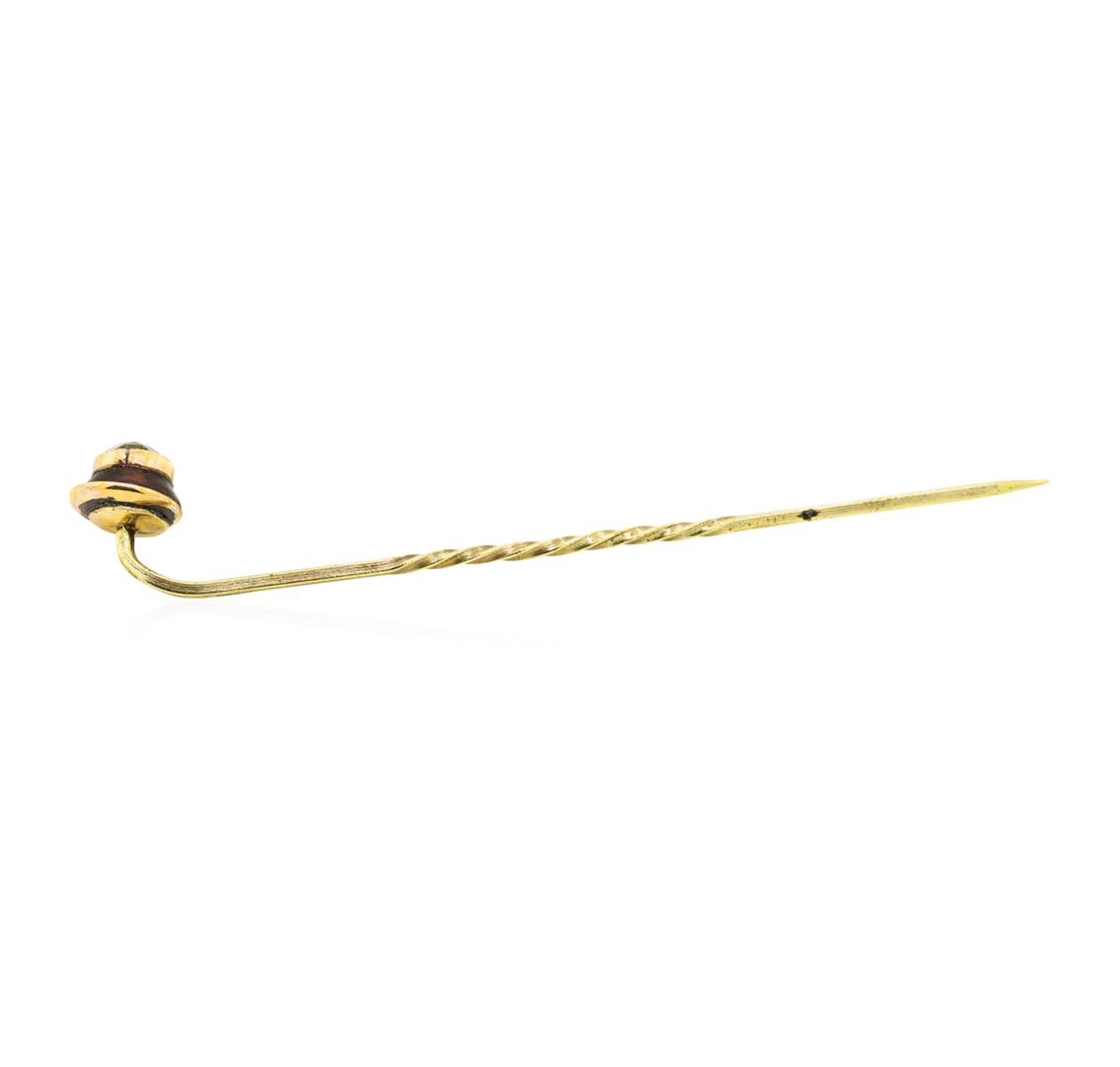 White Crystal Stick Pin - Yellow Gold Plated - Image 2 of 2