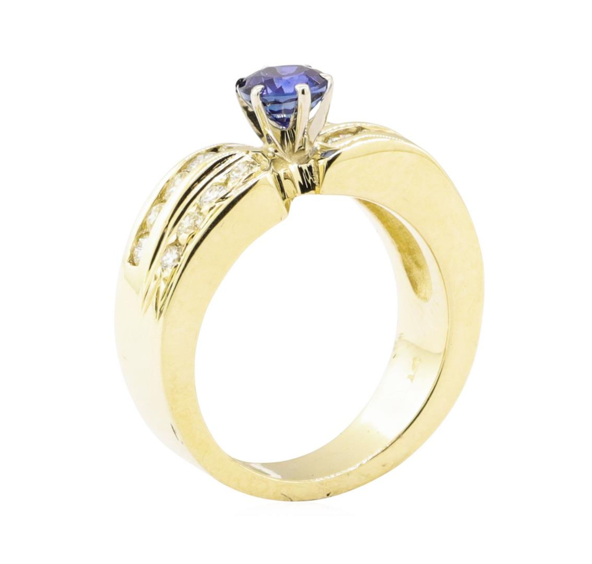 1.16 ctw Blue Sapphire And Diamond Ring - 14KT Yellow Gold - Image 4 of 5