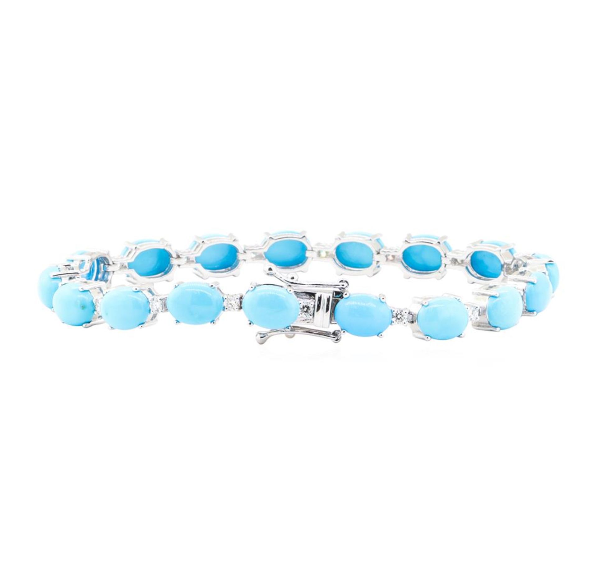 20.36 ctw Turquoise And Diamond Bracelet - 14KT White Gold - Image 2 of 4