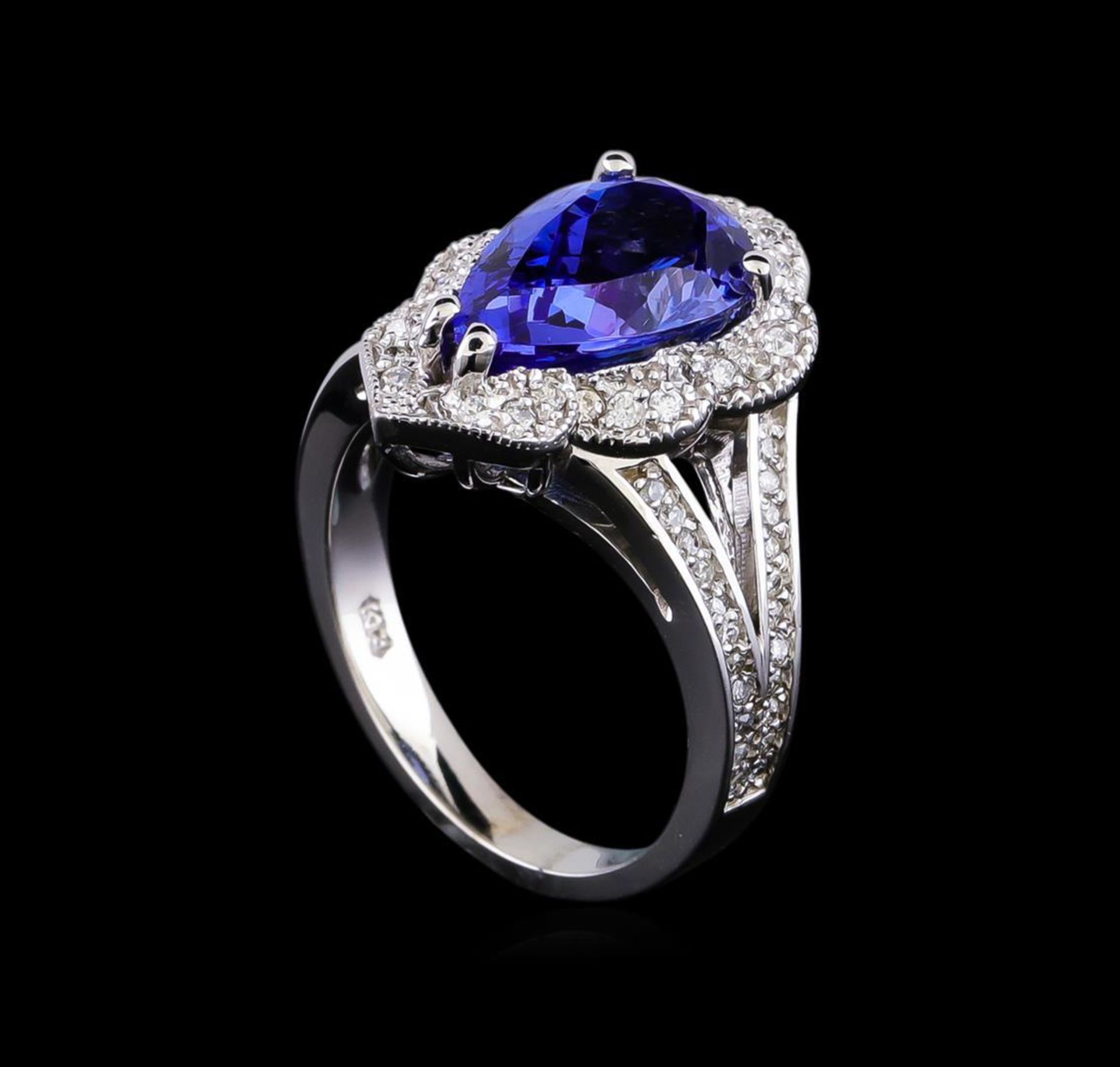 3.68 ctw Tanzanite and Diamond Ring - 14KT White Gold - Image 4 of 5