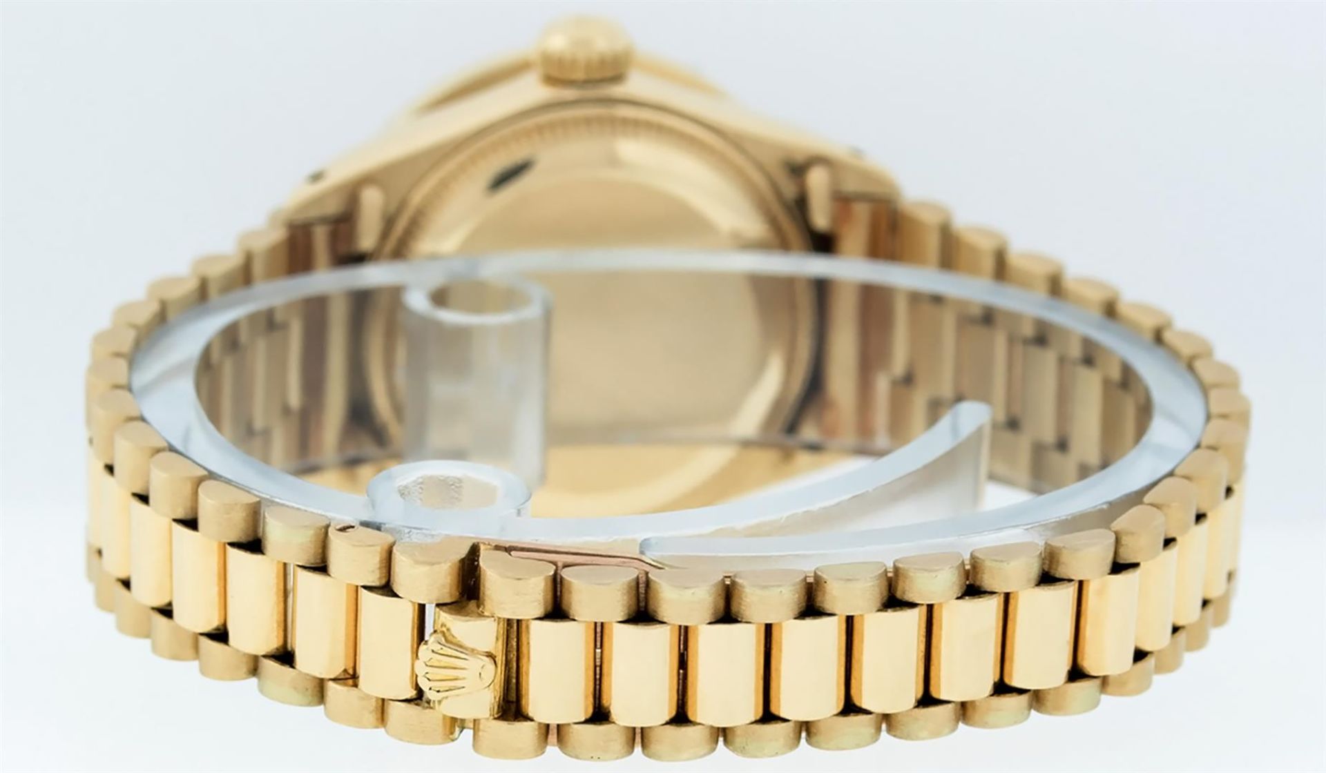 Rolex Ladies 18K Yellow Gold Sapphire And Champagne Index President Wristwatch W - Image 6 of 9