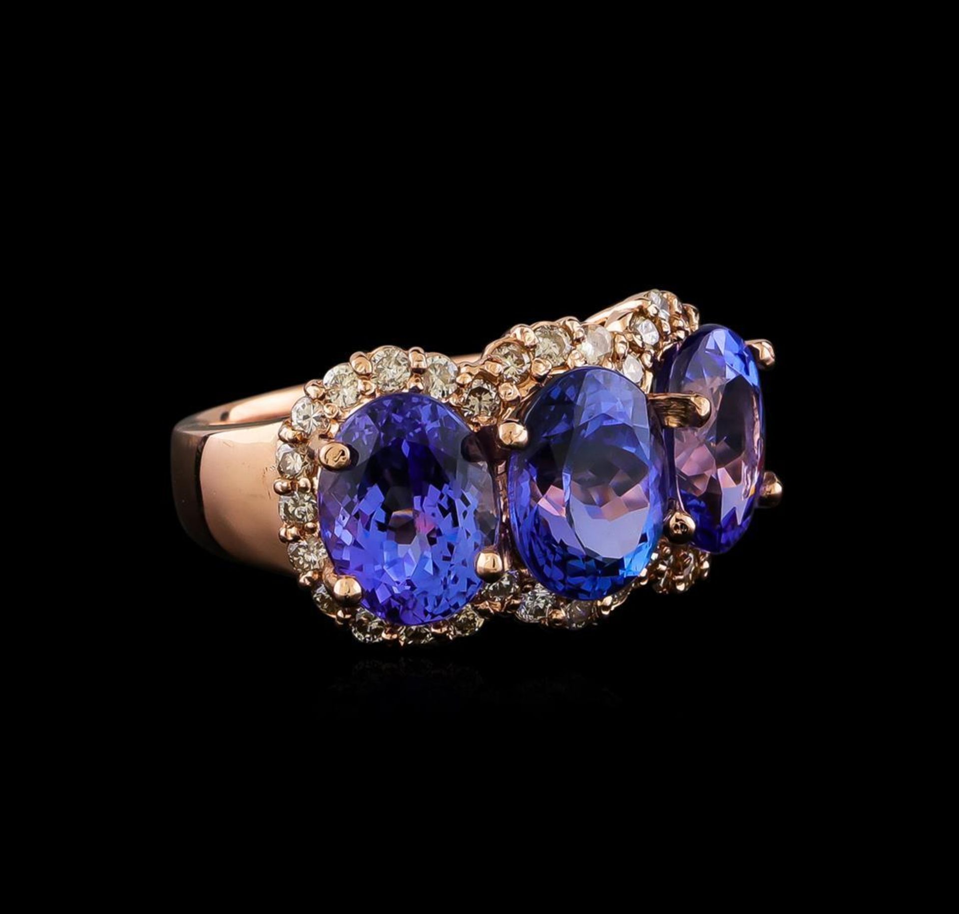 7.62 ctw Tanzanite and Diamond Ring - 14KT Rose Gold