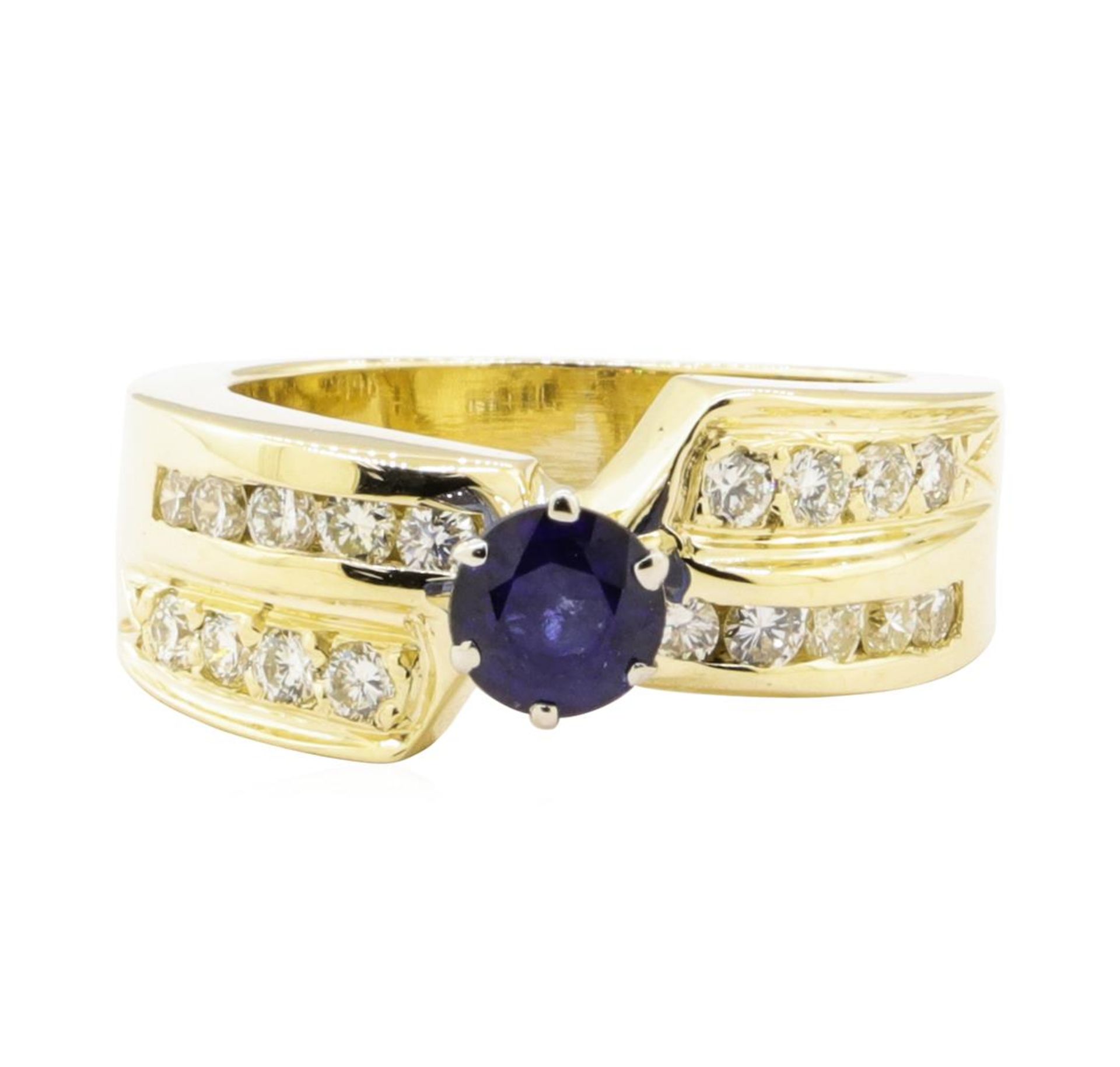 1.16 ctw Blue Sapphire And Diamond Ring - 14KT Yellow Gold - Image 2 of 5