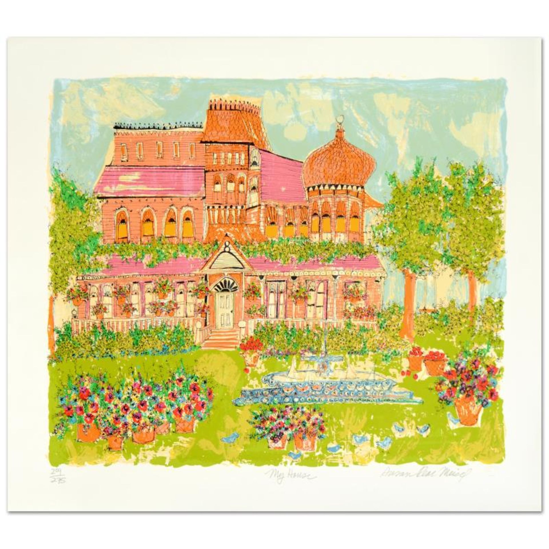 "My House" Limited Edition Serigraph by Susan Pear Meisel, Numbered and Hand Sig