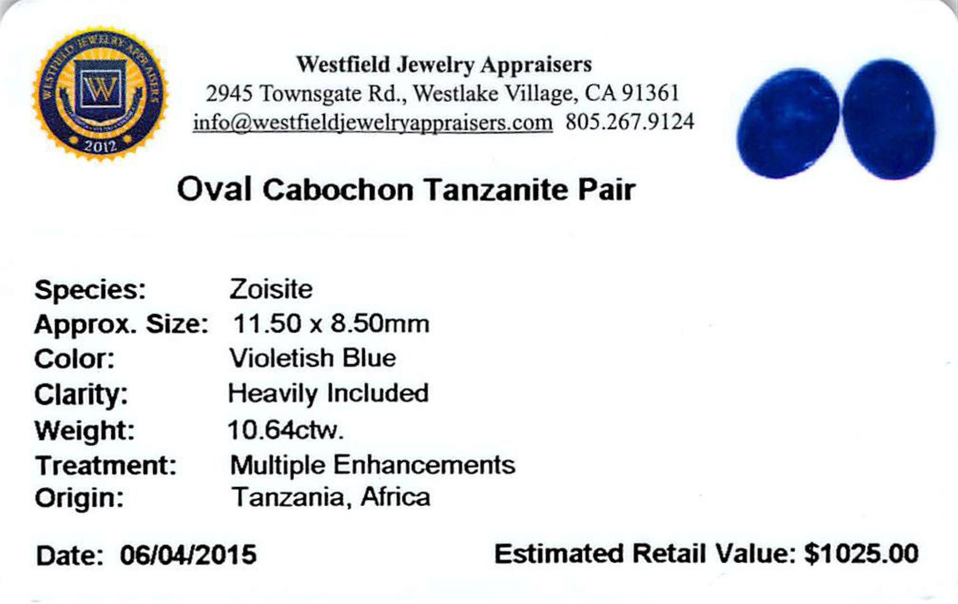 10.64 ctw Cabochon Mixed Tanzanite Parcel - Image 2 of 2