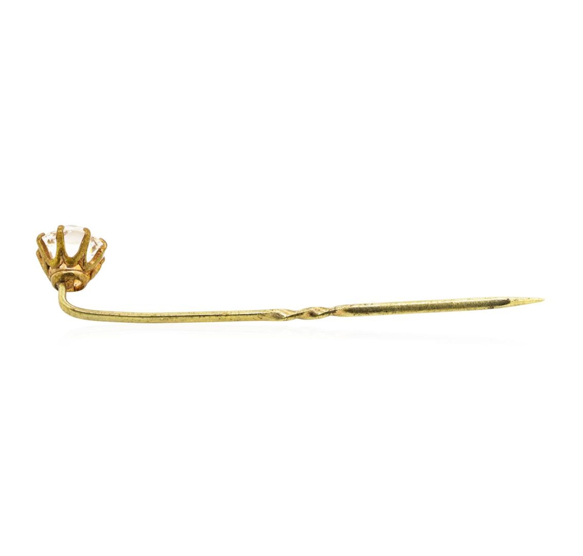 White Crystal Stick Pin - Yellow Gold Plated - Image 2 of 2