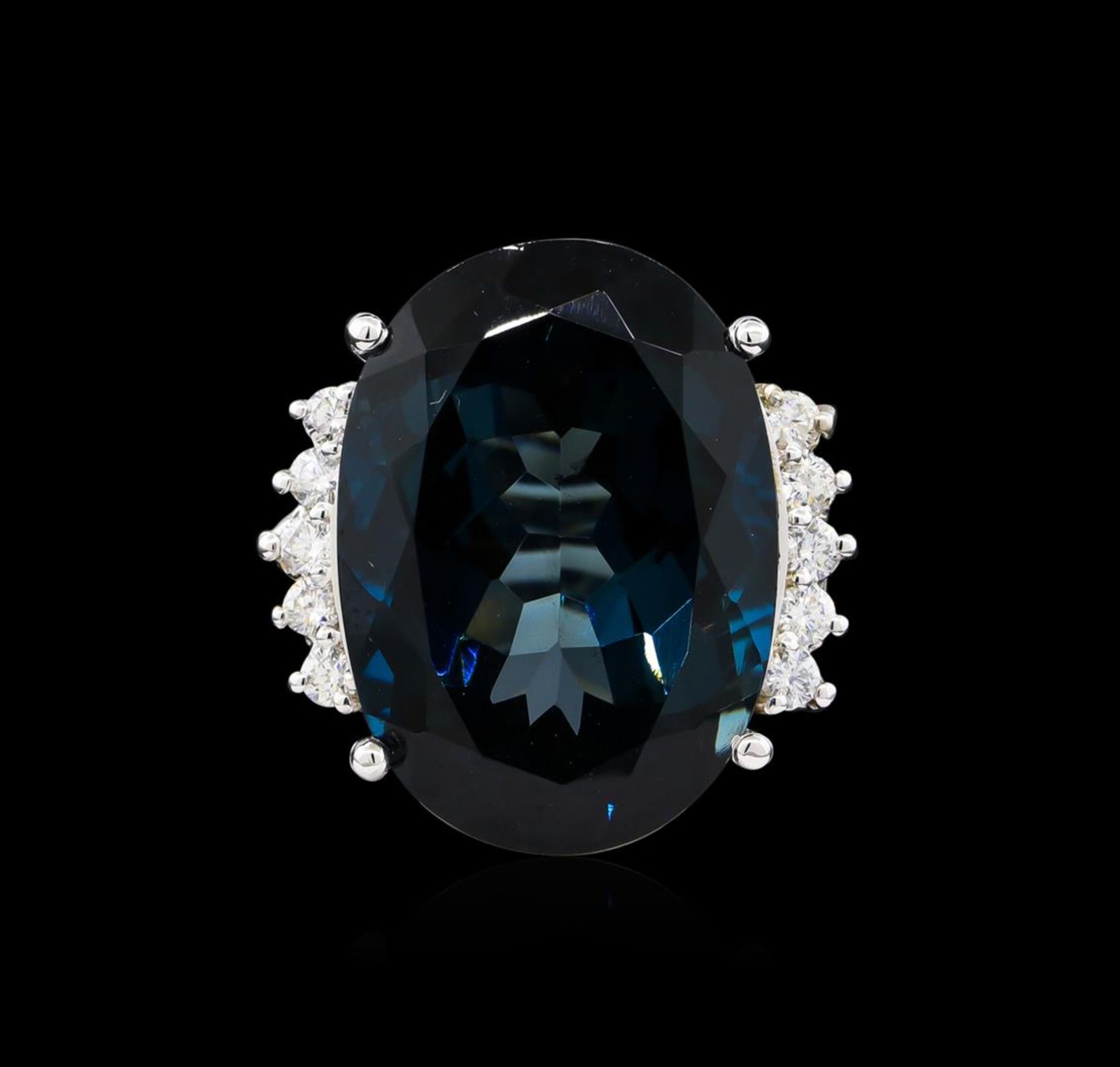 14KT White Gold 40.61 ctw Blue Topaz and Diamond Ring - Image 2 of 5