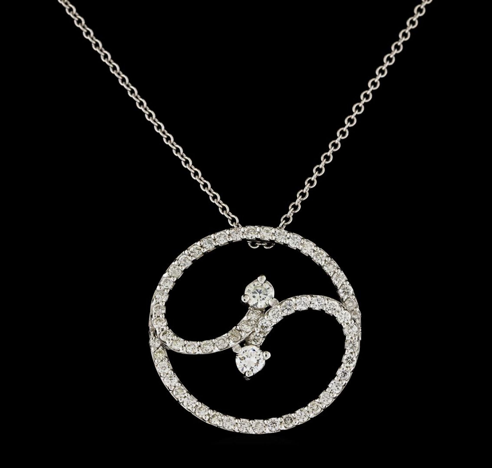 0.88 ctw Diamond Pendant With Chain - 14KT White Gold - Image 2 of 2