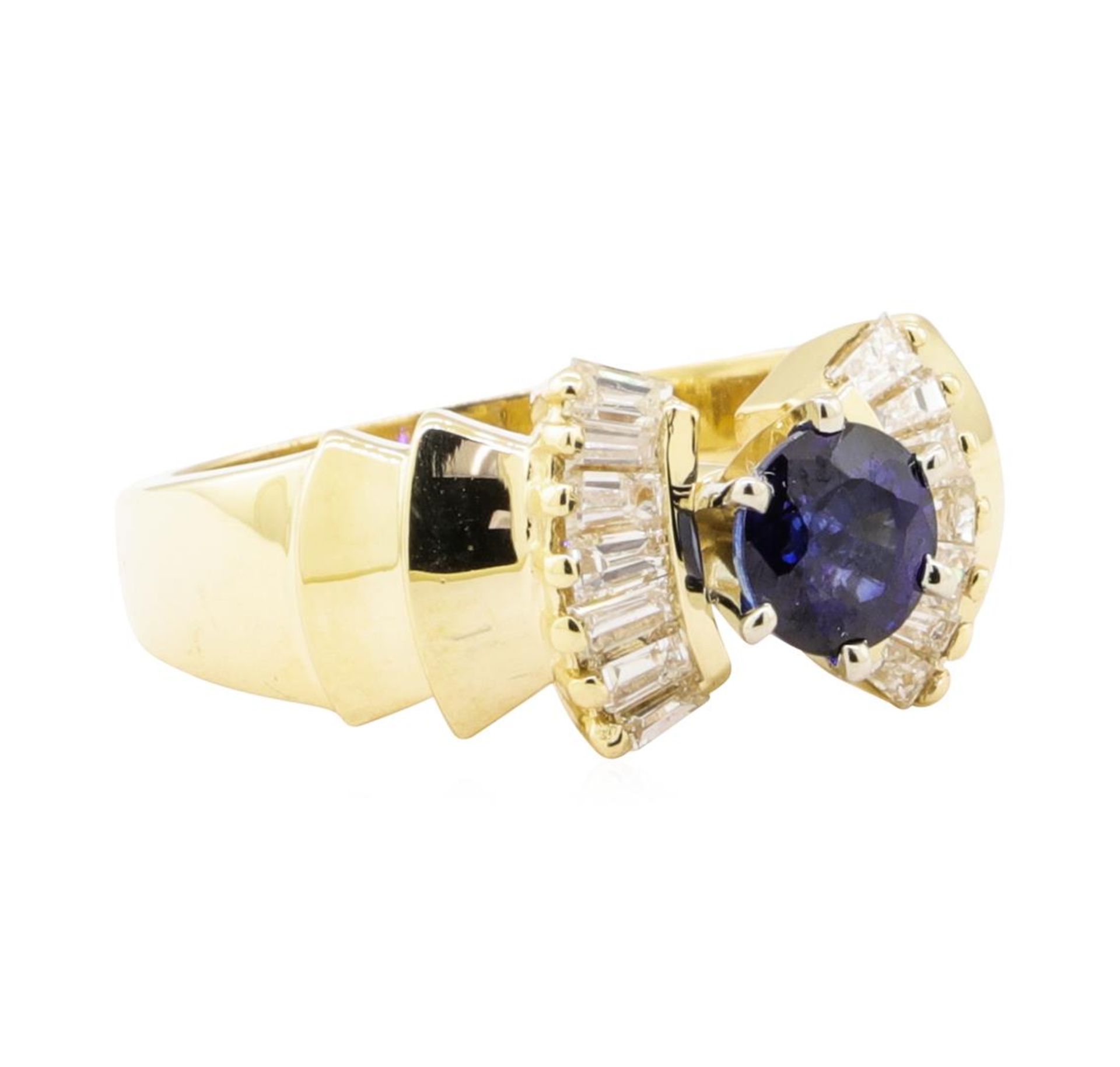 1.47 ctw Blue Sapphire And Diamond Ring - 14KT Yellow Gold