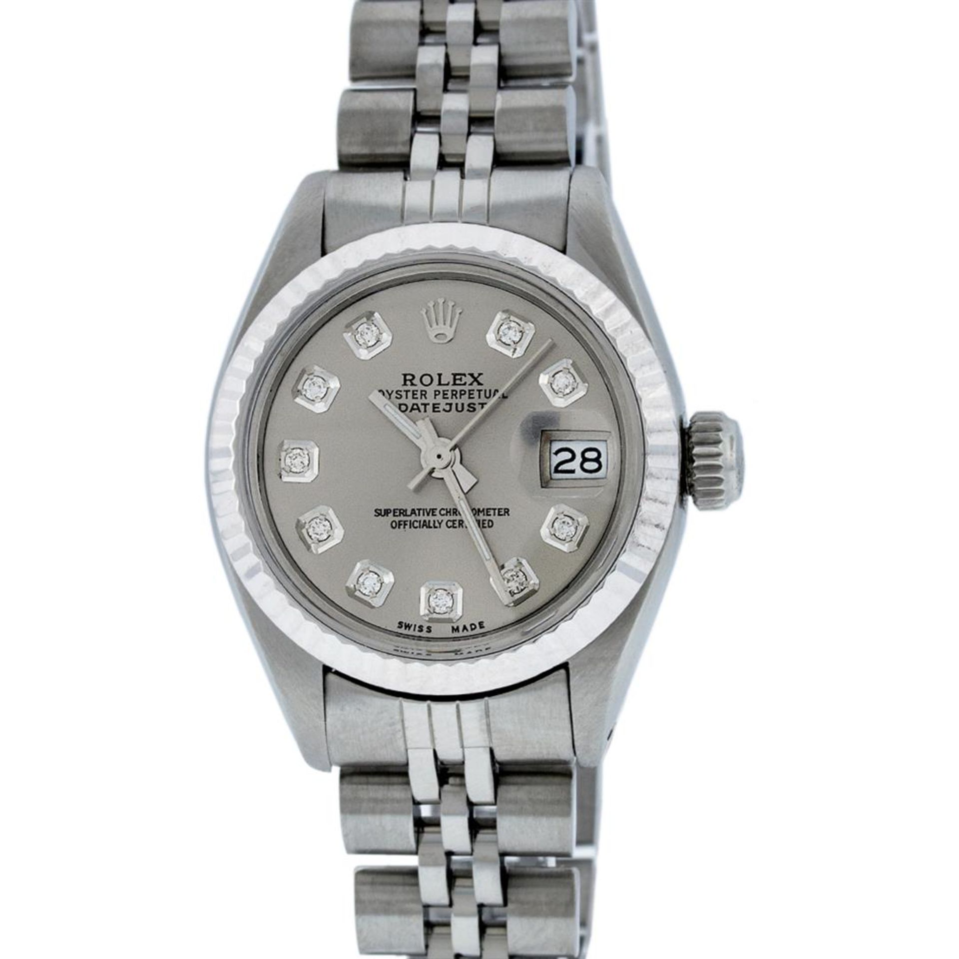 Rolex Ladies Stainless Steel Slate Grey Diamond 26MM Datejust Wristwatch - Image 5 of 9