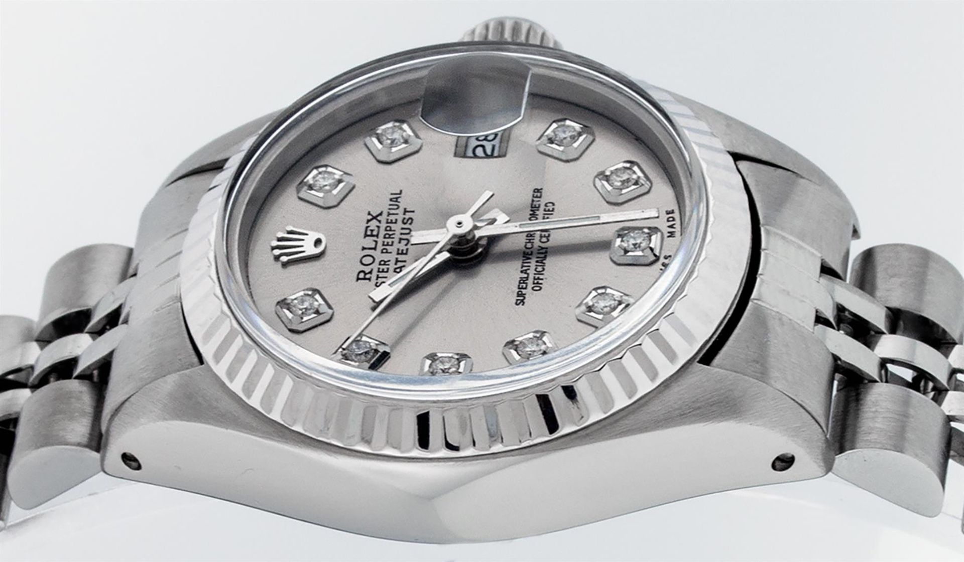 Rolex Ladies Stainless Steel Slate Grey Diamond 26MM Datejust Wristwatch - Image 3 of 9