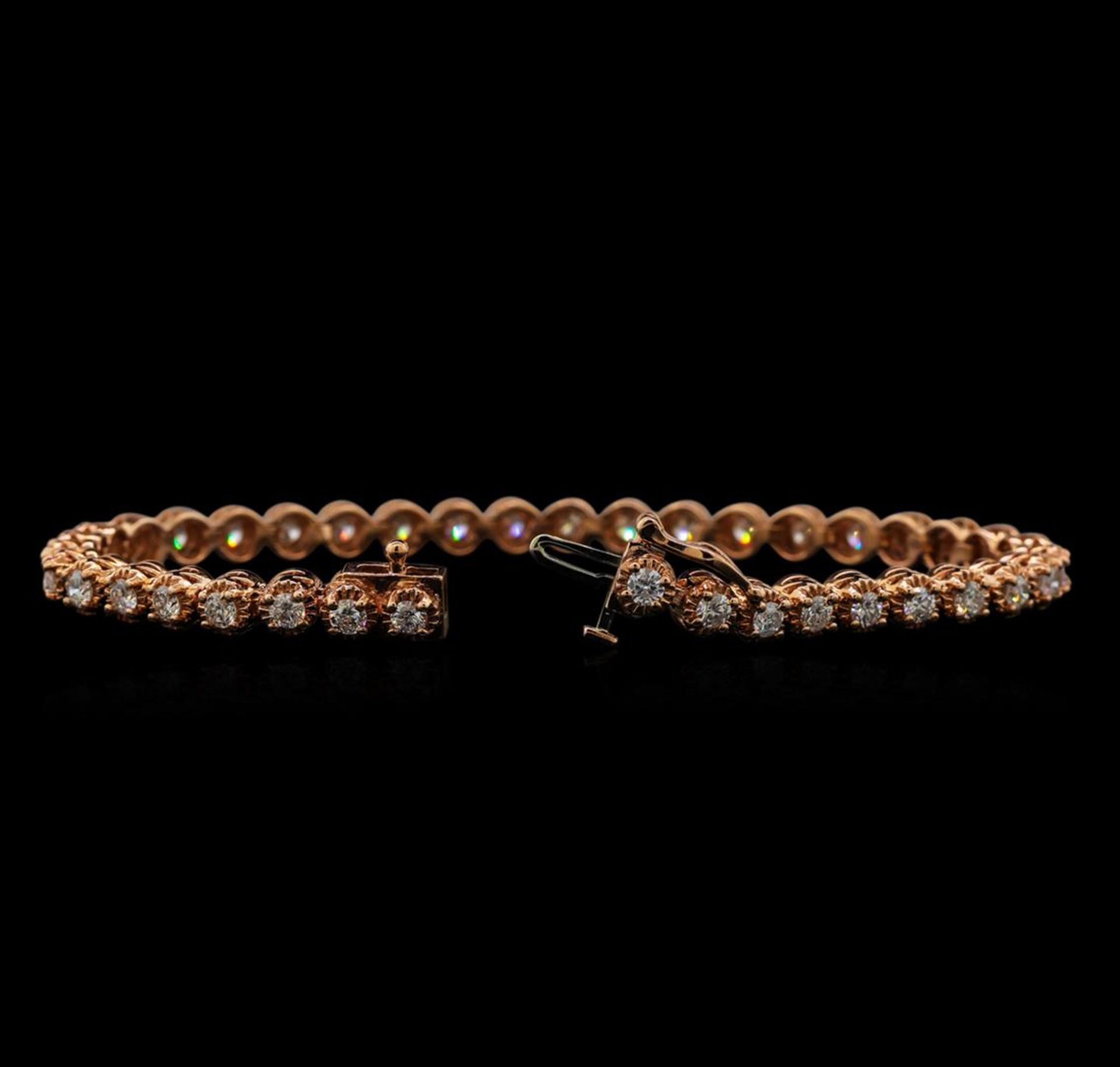 14KT Rose Gold 3.28 ctw Diamond Tennis Bracelet - Image 3 of 4