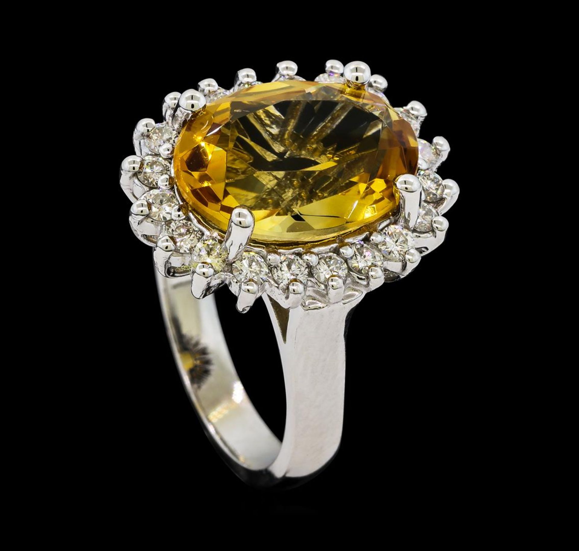 5.37 ctw Citrine Quartz and Diamond Ring - 14KT White Gold - Image 4 of 4