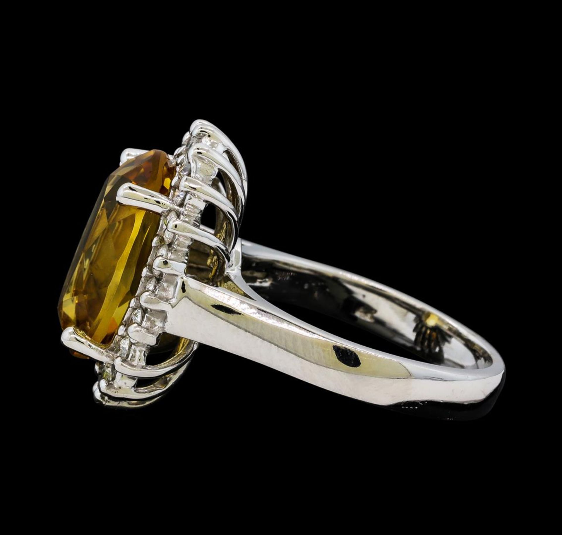 5.37 ctw Citrine Quartz and Diamond Ring - 14KT White Gold - Image 3 of 4