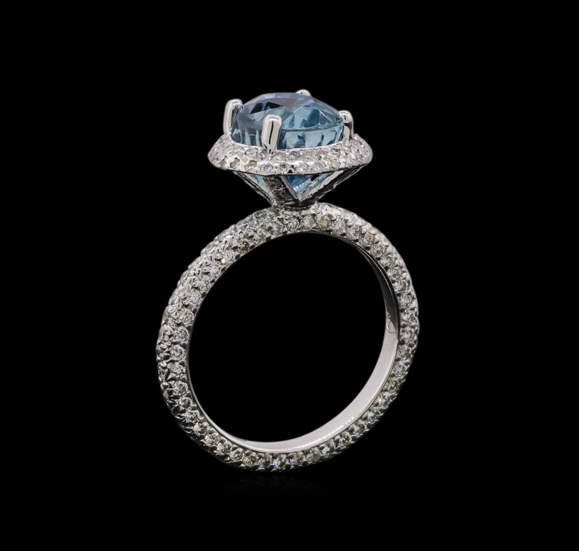 4.23 ctw Blue Zircon and Diamond Ring - 14KT White Gold - Image 4 of 5