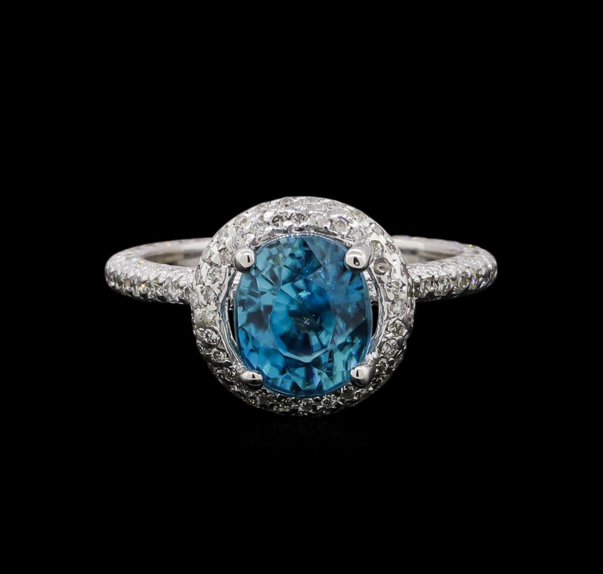 4.23 ctw Blue Zircon and Diamond Ring - 14KT White Gold - Image 2 of 5