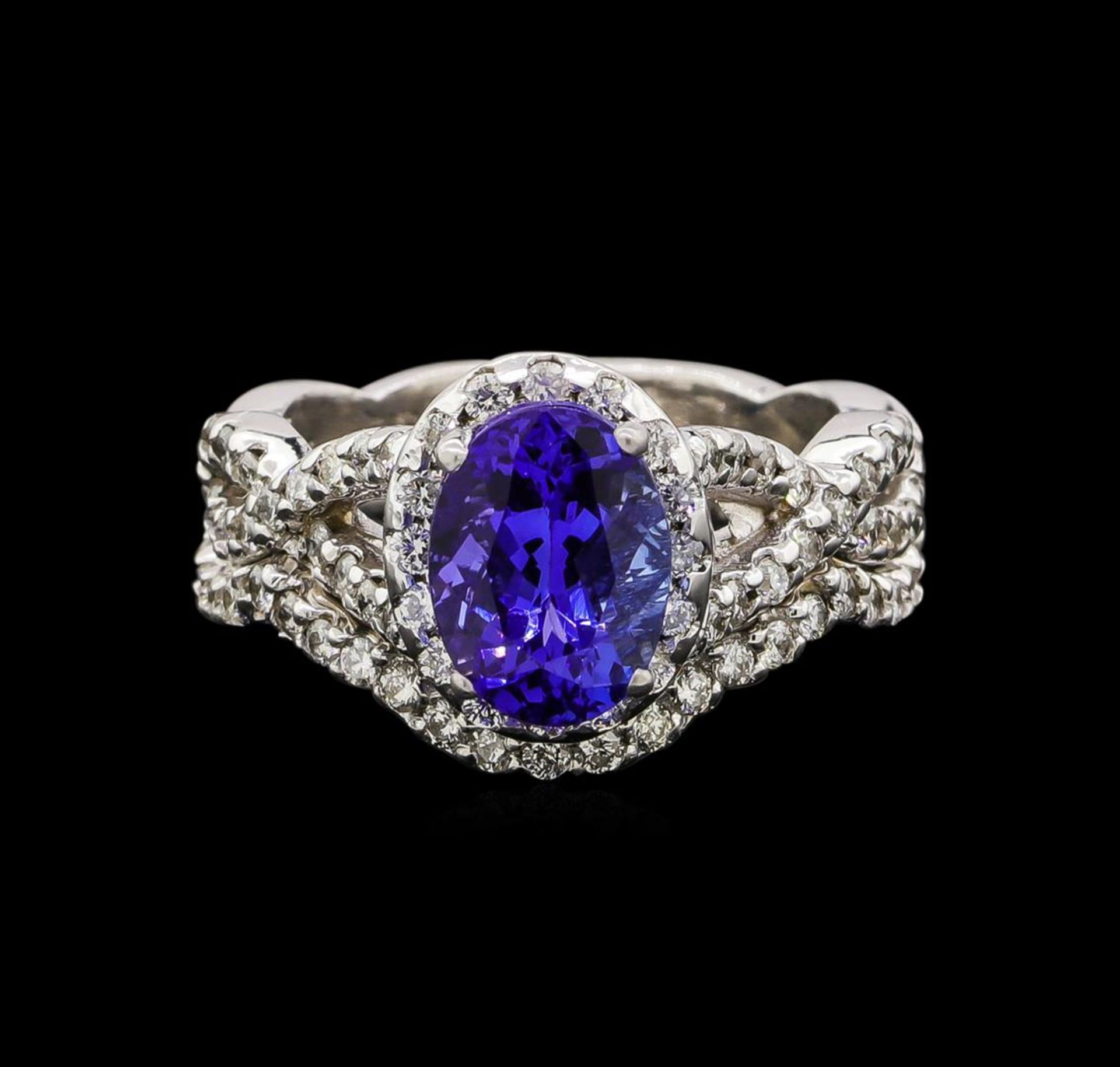 14KT White Gold 1.95 ctw Tanzanite and Diamond Wedding Ring Set - Image 2 of 4