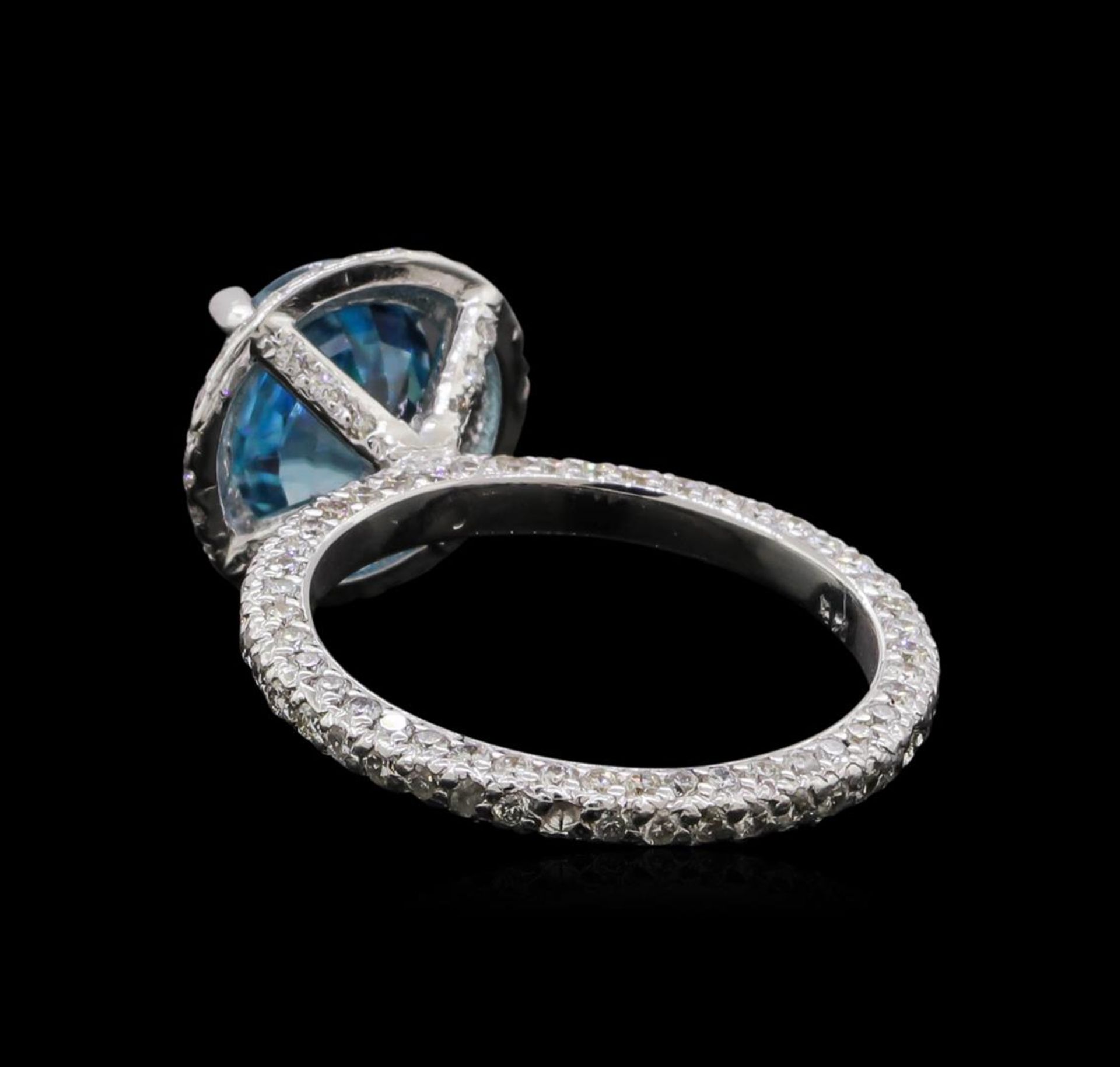 4.23 ctw Blue Zircon and Diamond Ring - 14KT White Gold - Image 3 of 5