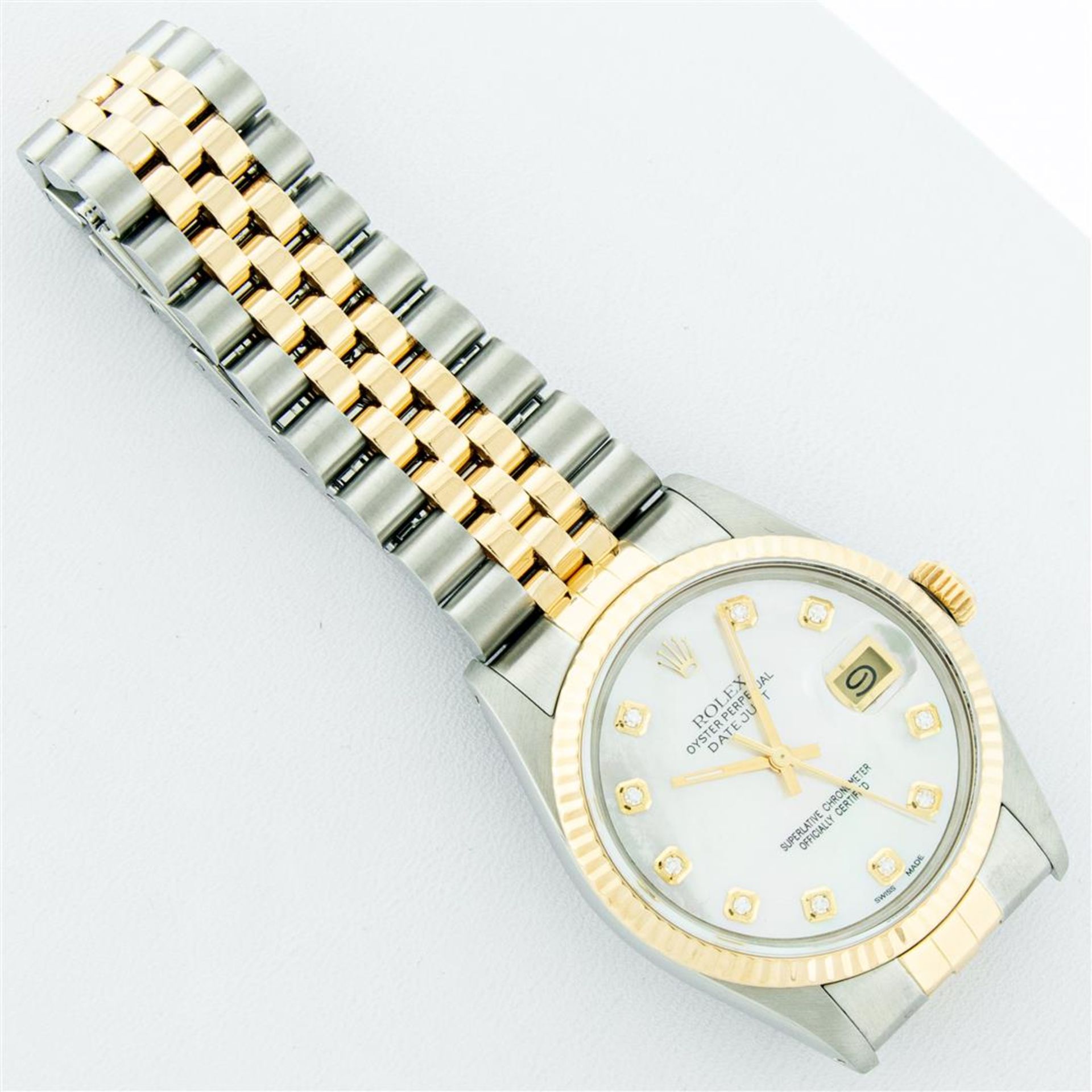 Rolex Mens 2 Tone Mother Of Pearl VS Diamond 36MM Datejust Wristwatch - Image 6 of 9