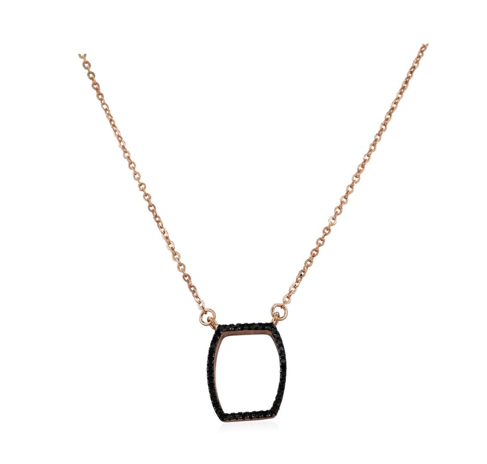 Black CZ Pendant Necklace - Rose Gold Plated