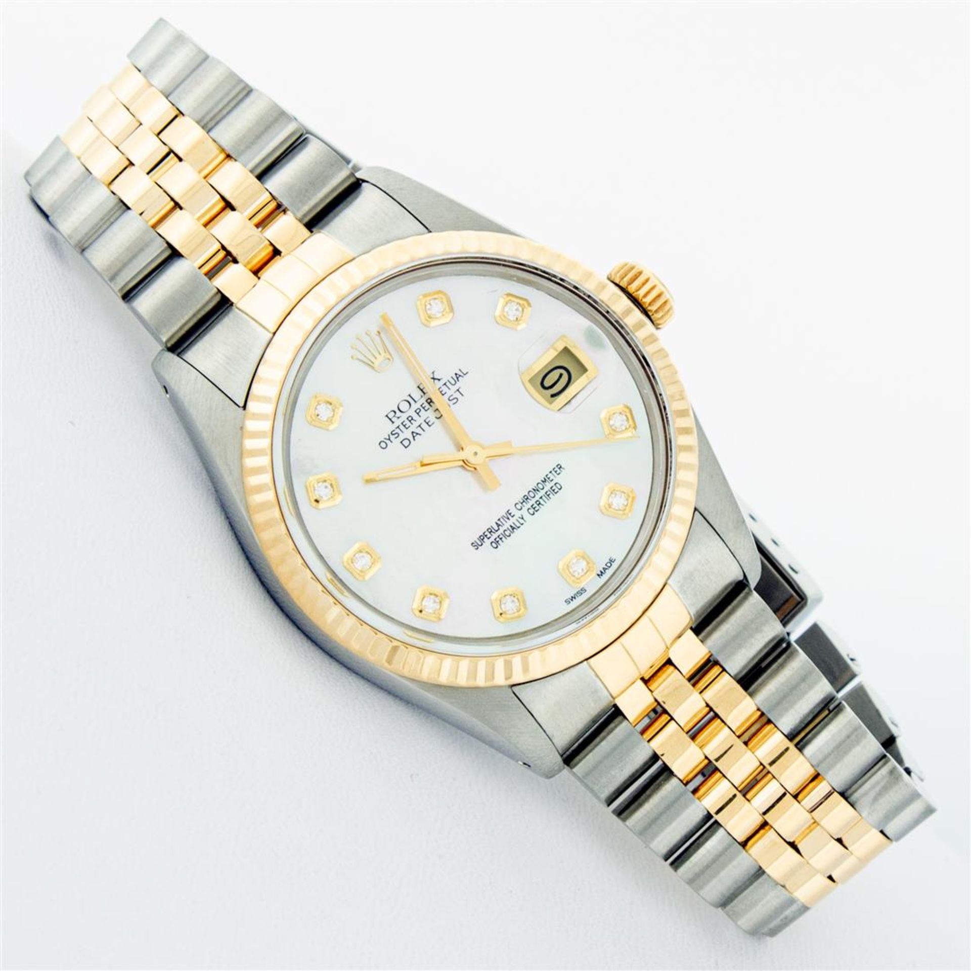 Rolex Mens 2 Tone Mother Of Pearl VS Diamond 36MM Datejust Wristwatch - Image 3 of 9