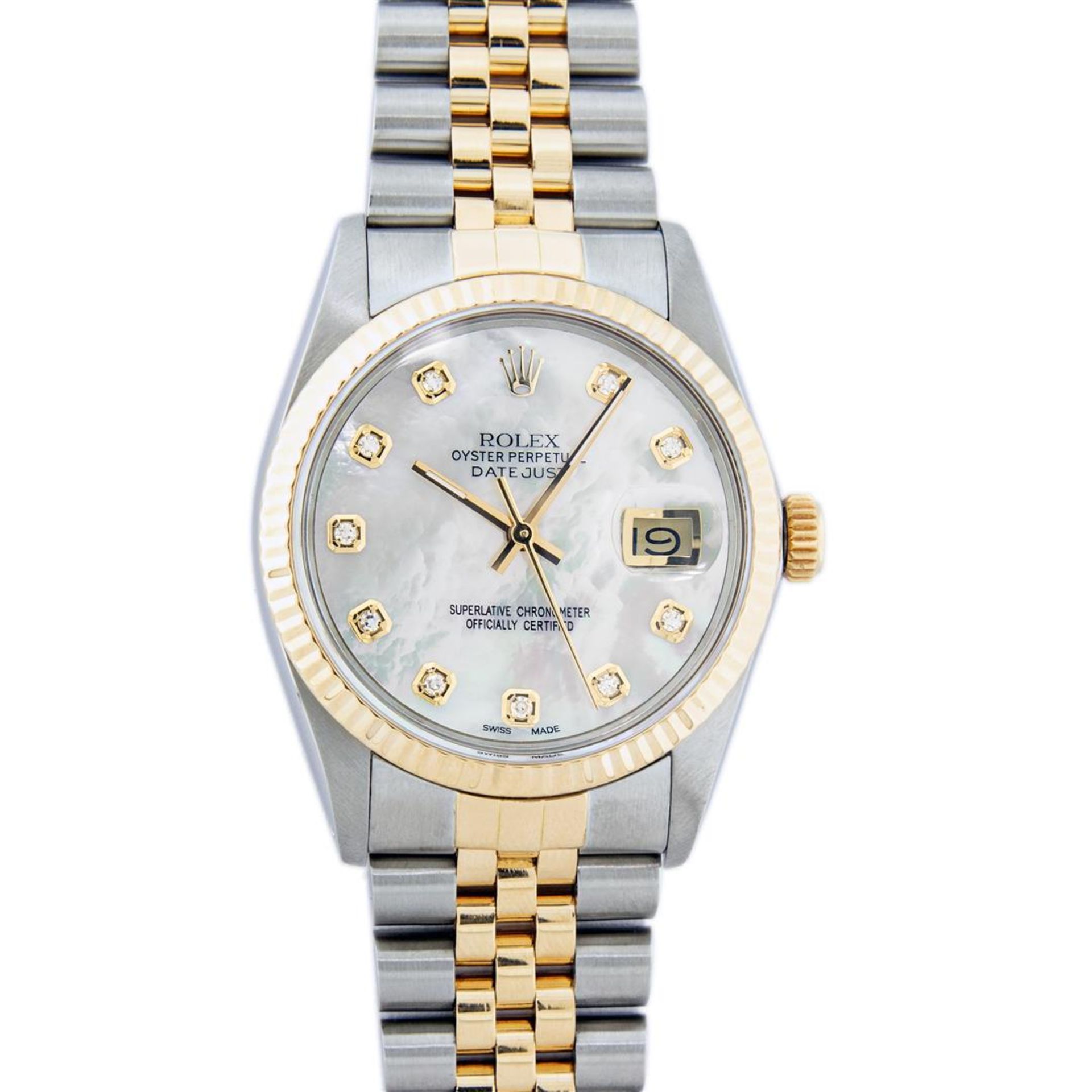 Rolex Mens 2 Tone Mother Of Pearl VS Diamond 36MM Datejust Wristwatch - Image 2 of 9