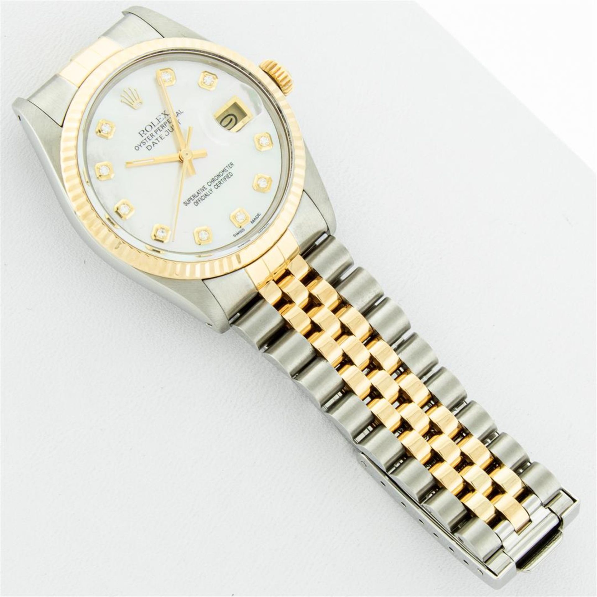 Rolex Mens 2 Tone Mother Of Pearl VS Diamond 36MM Datejust Wristwatch - Image 7 of 9