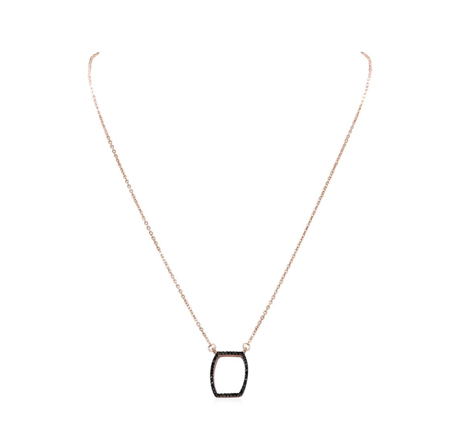 Black CZ Pendant Necklace - Rose Gold Plated - Image 2 of 2