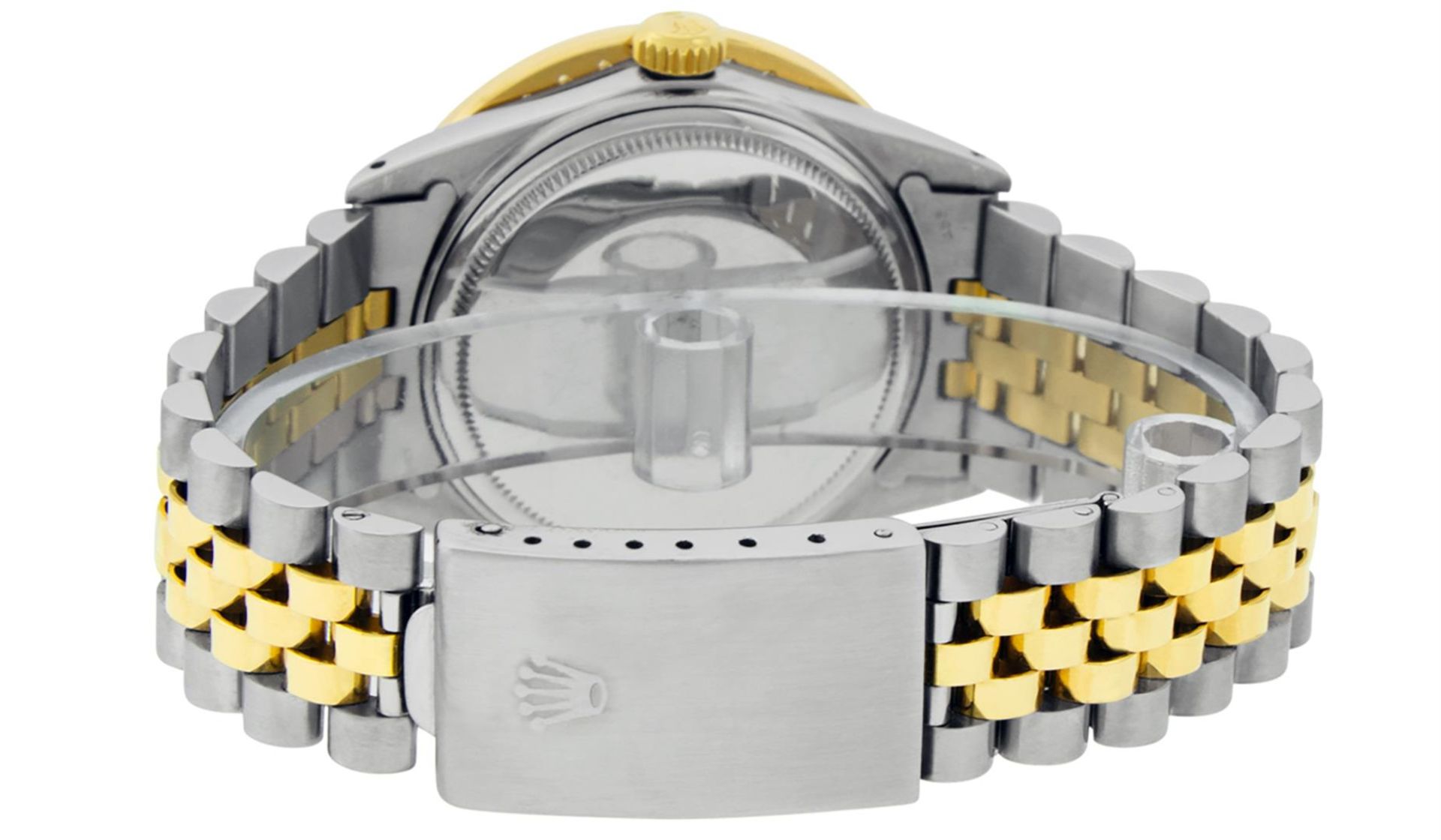 Rolex Mens 2 Tone 18K Green Vignette 2.5 ctw Diamond Datejust Wristwatch 36MM - Image 8 of 9