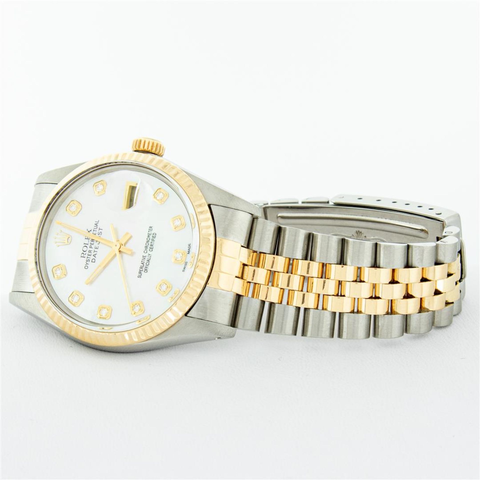 Rolex Mens 2 Tone Mother Of Pearl VS Diamond 36MM Datejust Wristwatch - Image 5 of 9