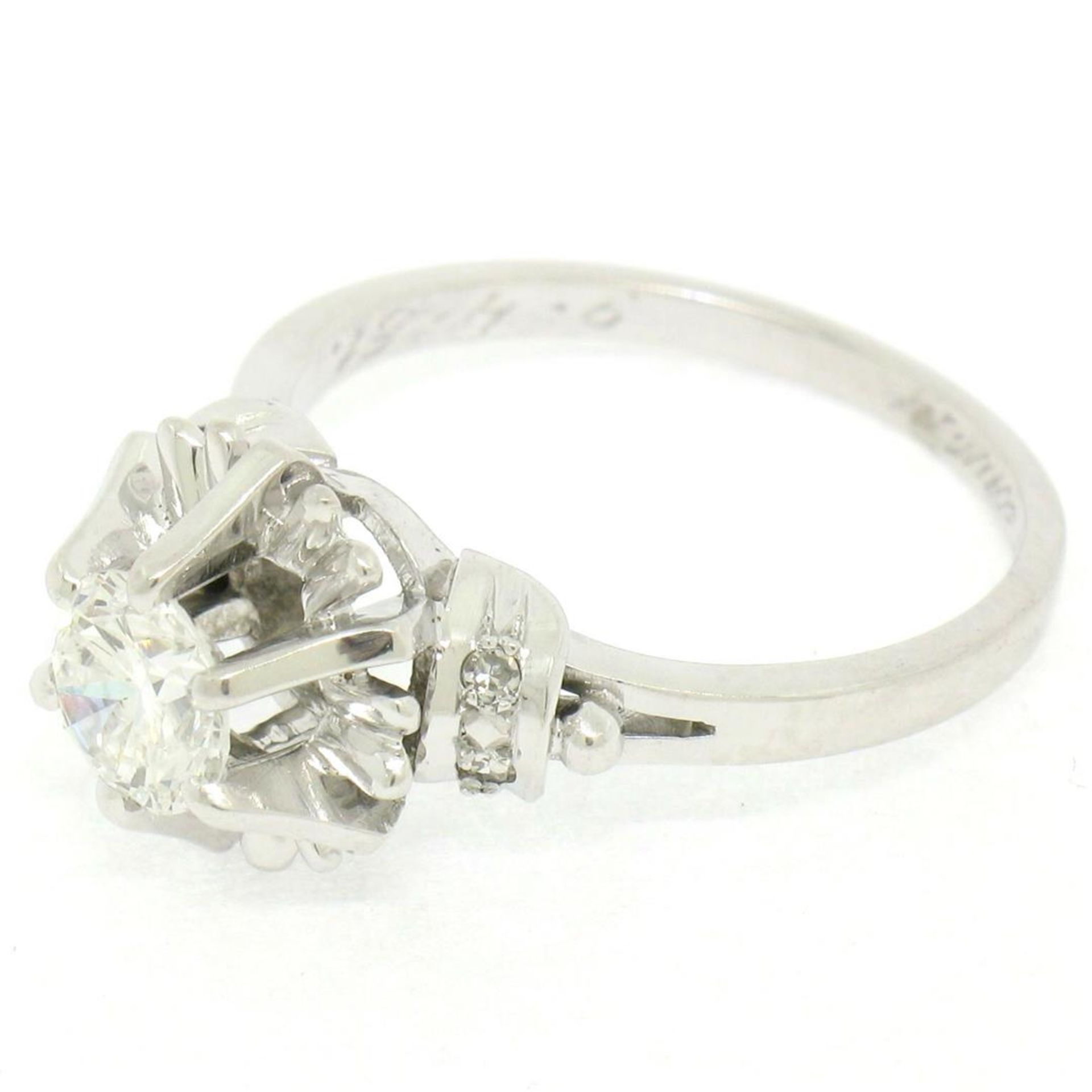 Vintage Platinum 0.68 ctw Round Transitional Diamond Solitaire Ring - Image 4 of 9