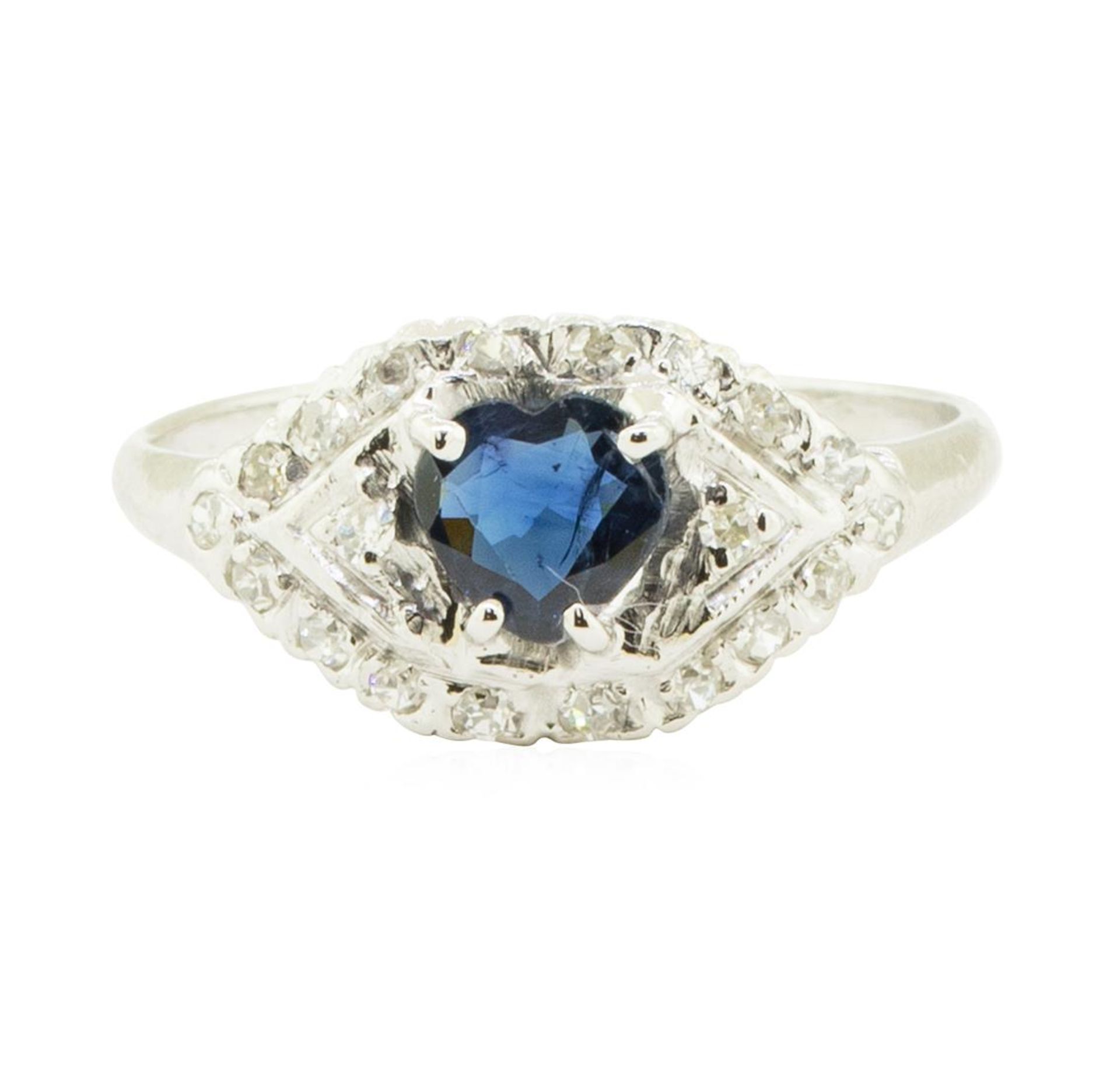 0.40 ctw Diamond and Sapphire Ring - 14KT White Gold - Image 2 of 4