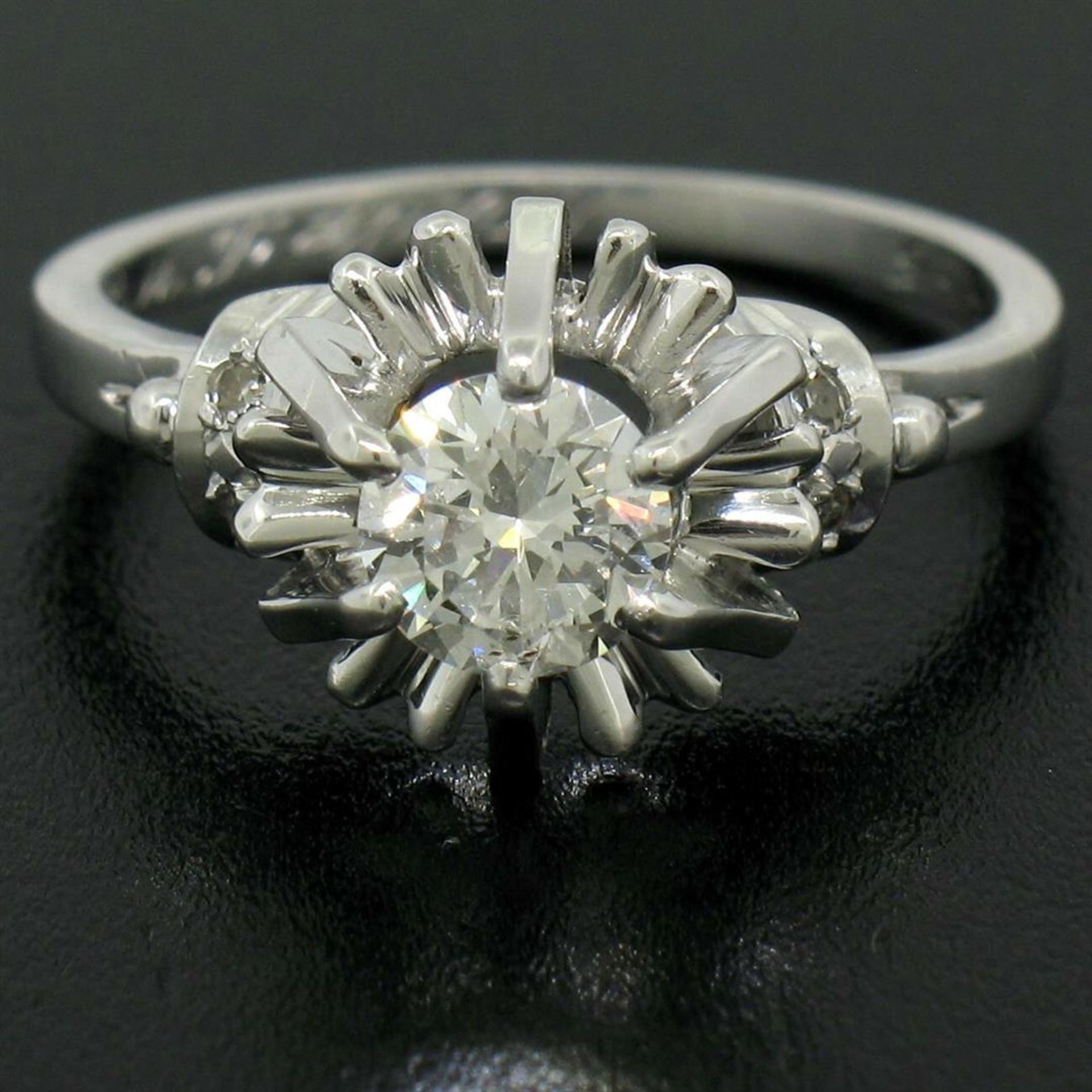 Vintage Platinum 0.68 ctw Round Transitional Diamond Solitaire Ring - Image 2 of 9