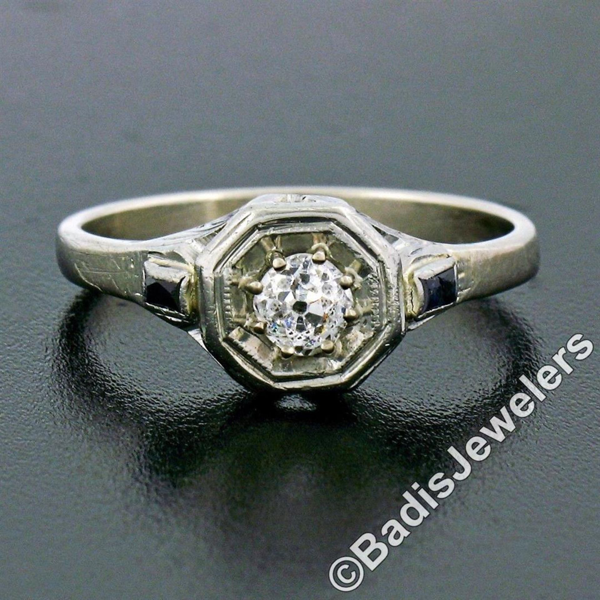 Art Deco 14kt White Gold 0.28 ctw Diamond Solitaire Engagement Ring - Image 2 of 7