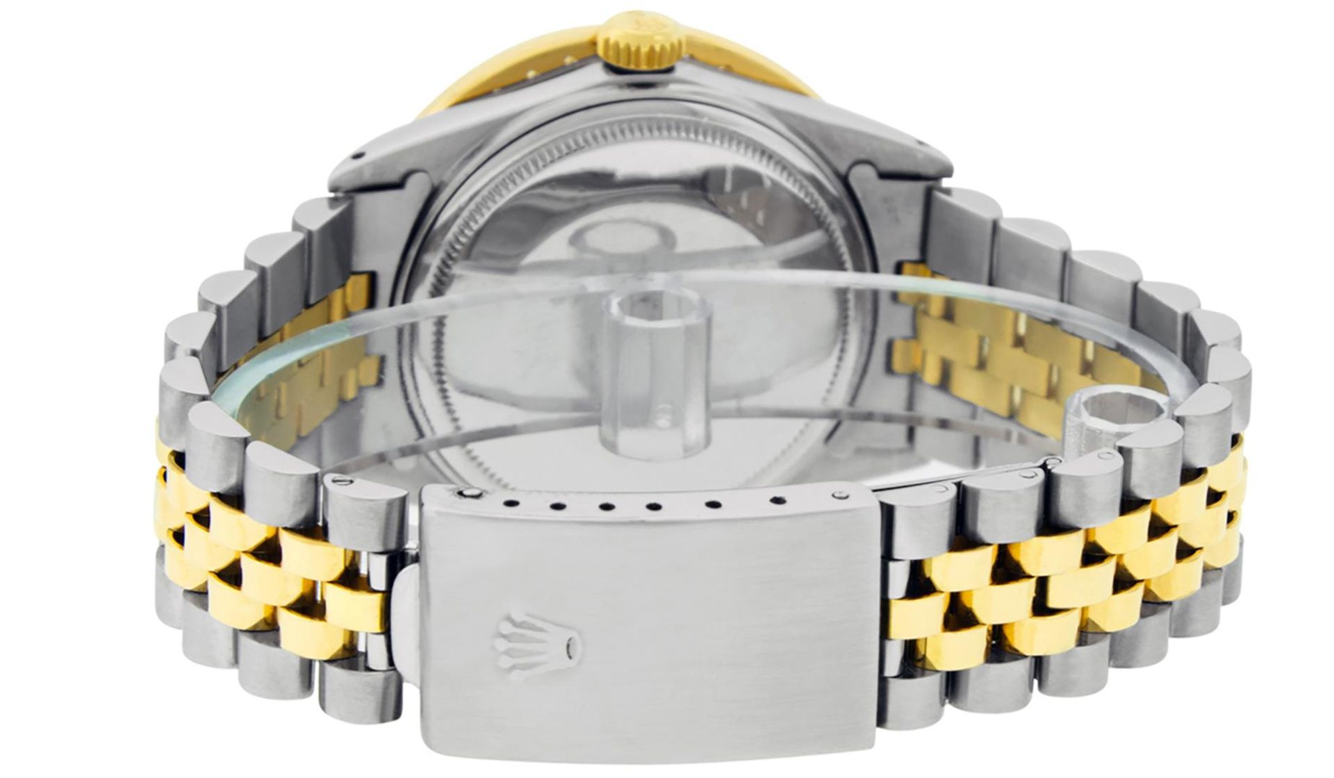 Rolex Mens 2 Tone 18K Black Diamond Oyster Perpetual Datejust Wristwatch 36MM - Image 8 of 9