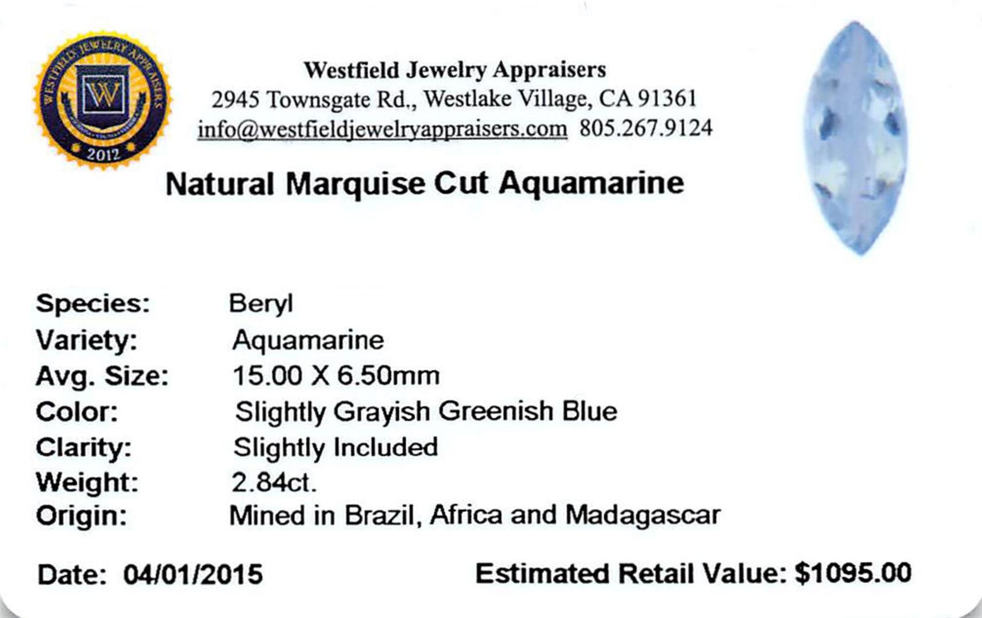 2.84 ctw Marquise Aquamarine Parcel - Image 2 of 2