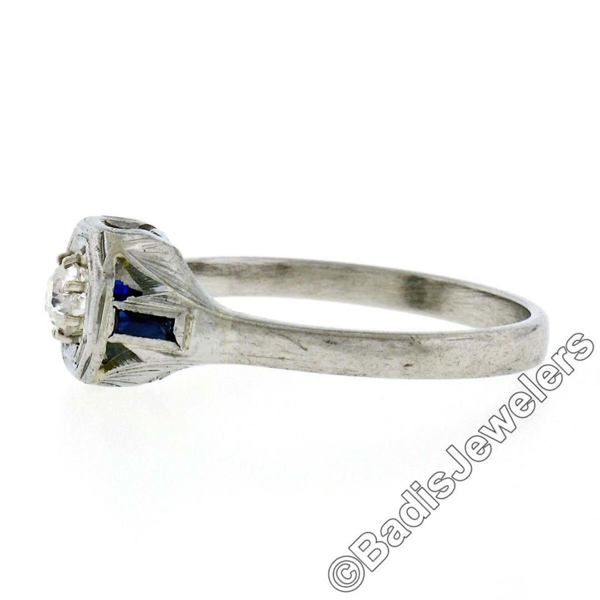 Art Deco 14kt White Gold 0.28 ctw Diamond Solitaire Engagement Ring - Image 6 of 7