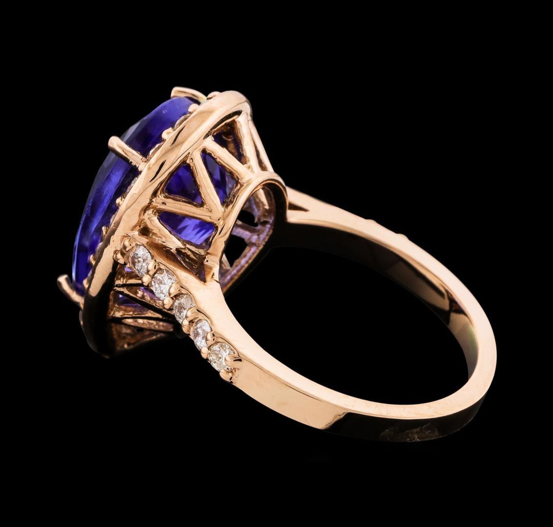 GIA Cert 8.88 ctw Tanzanite and Diamond Ring - 14KT Rose Gold - Image 3 of 6