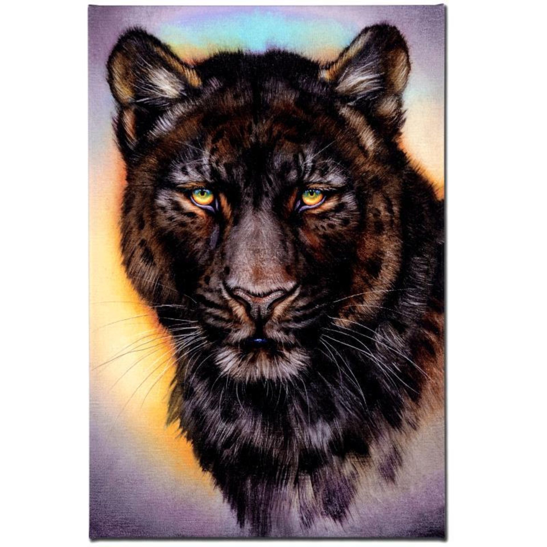 "Black Phase Leopard" Limited Edition Giclee on Canvas by Martin Katon, Numbered